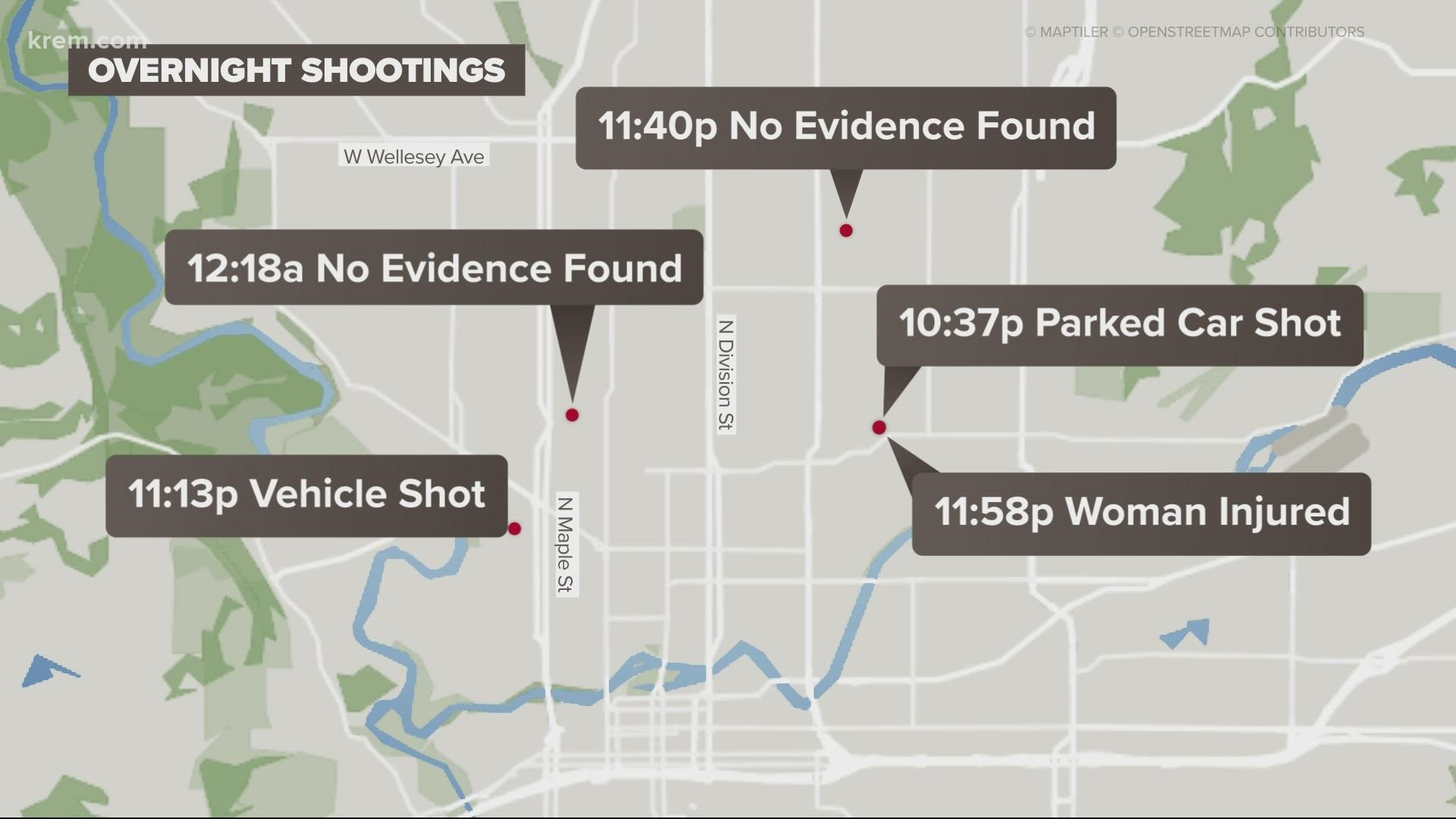 Spokane Police Investigating Five Overnight Shootings Krem