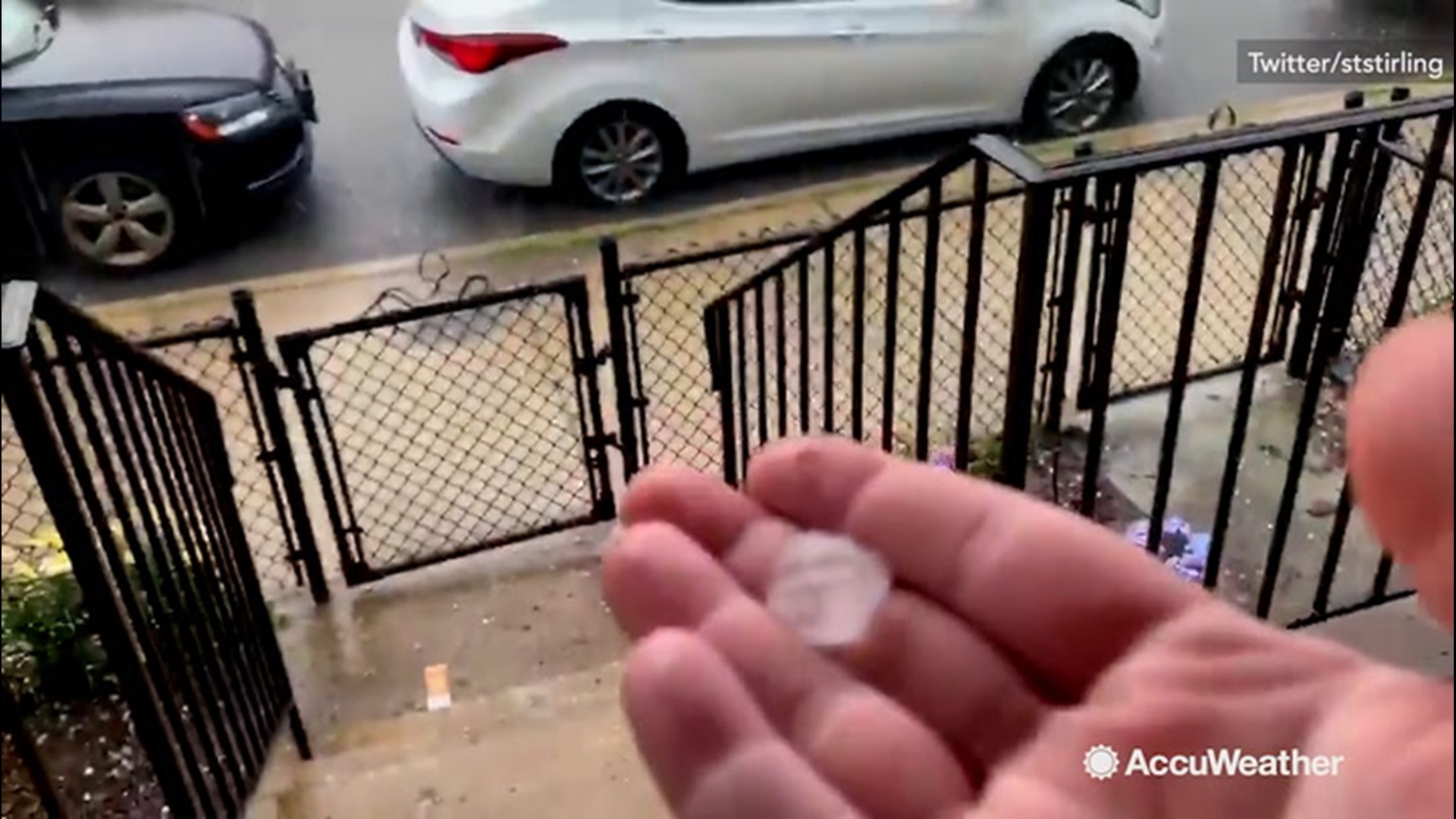 Hail pelted residents in Logan Square, in Chicago, Illinois, on Tuesday, June 25.