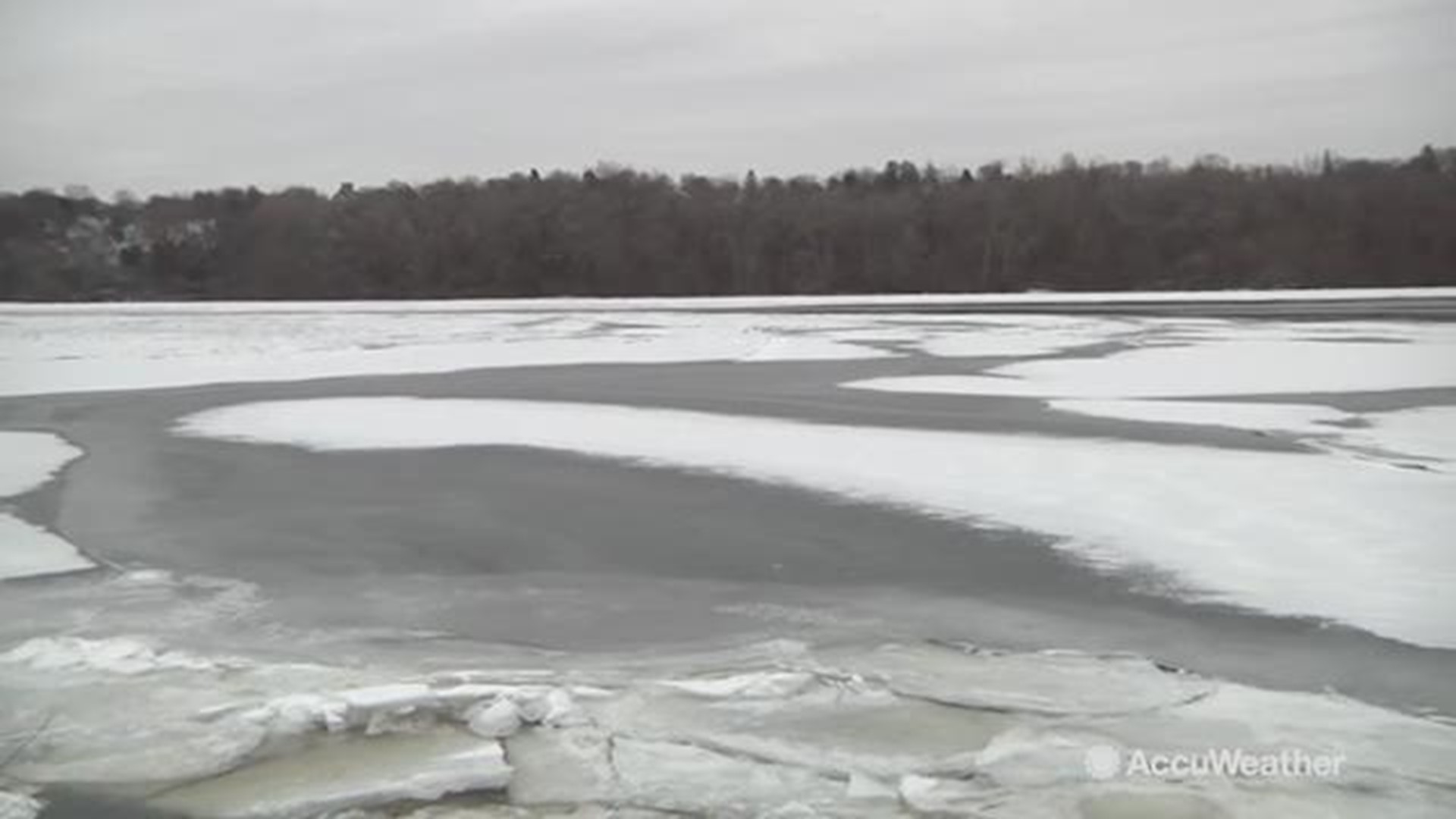 The entire Hudson River is seen almost frozen over in Albany, New York on Jan. 19.