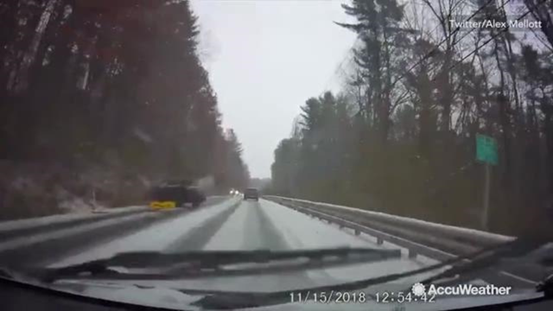 This car in State College, Pennsylvania was spotted rolling over due to the slippery road conditions from the winter storm.  The driver of the vehicle is reported to be okay.