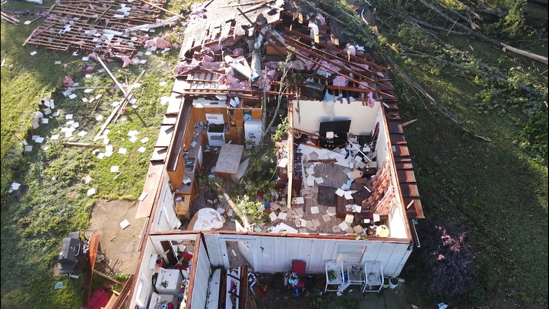 This drone video, recorded by Bill Wadell, captures the devastation left behind in the aftermath of a tornado that swept through Bastrop, Louisiana, on April 8.