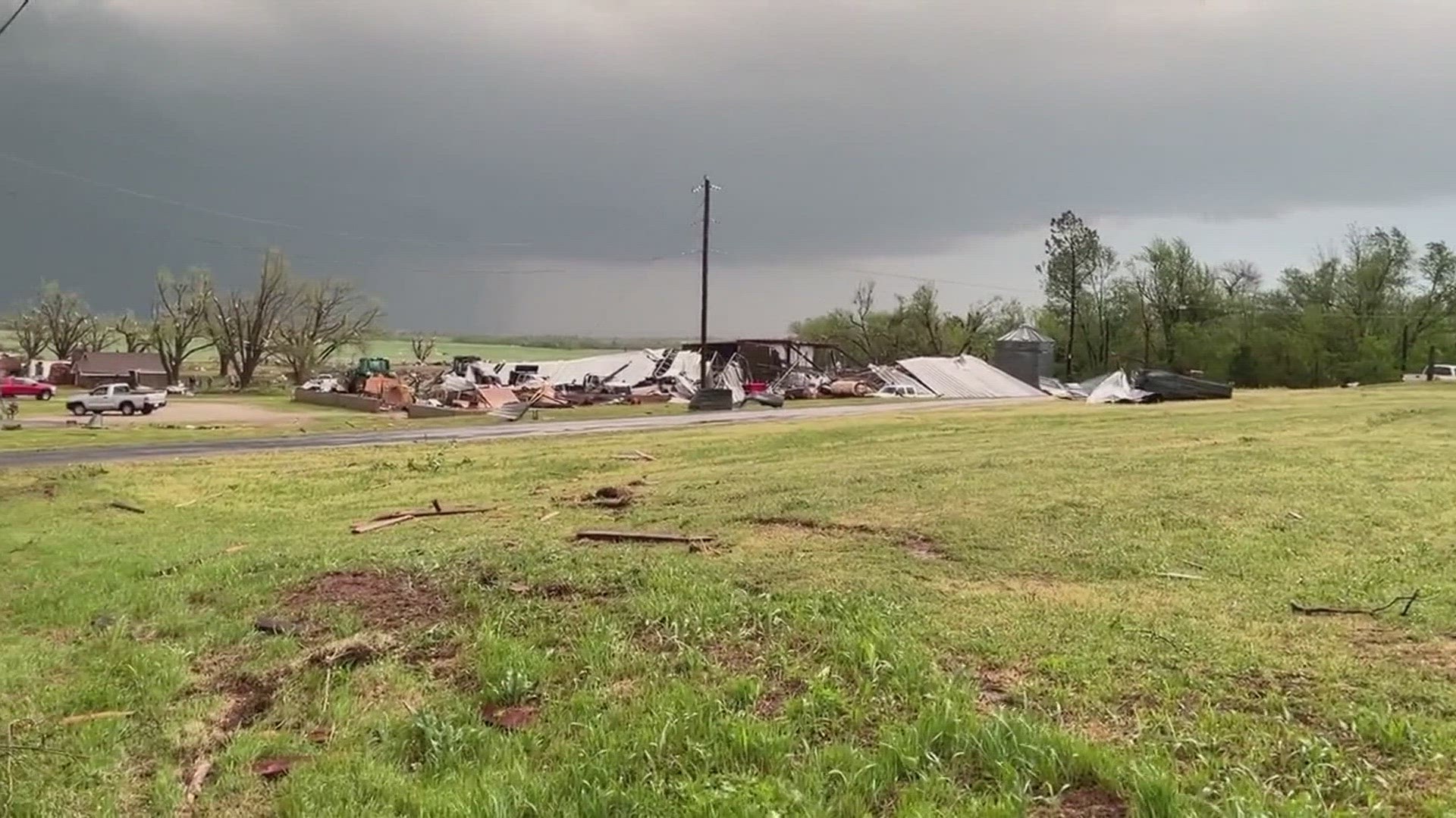 Strong storms including tornadoes, winds and hail moved through parts of the Central U.S. on Wednesday, killing at least two people.