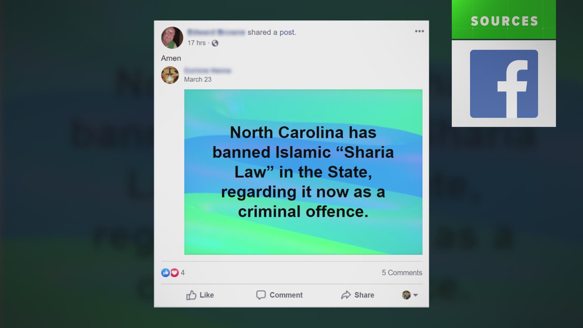 A viral meme that's been circling for months claims that NC banned Sharia law from the state and made practicing it a criminal offense. The only problem: this claim goes back to 2013 and it's based off false info.