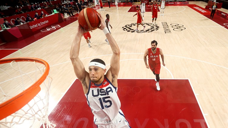 US men's basketball bounces back from Olympic-opening loss, routs Iran 120-66