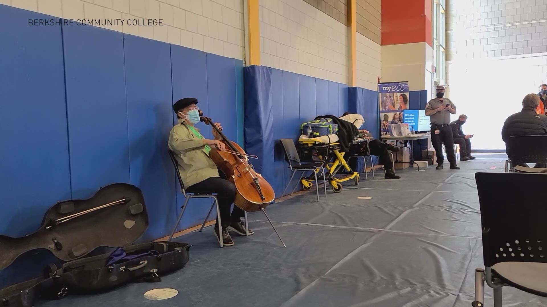 After receiving his second dose of a COVID-19 vaccine, Yo-Yo Ma transformed an observation area into a concert hall. (Courtesy: Berkshire Community College)