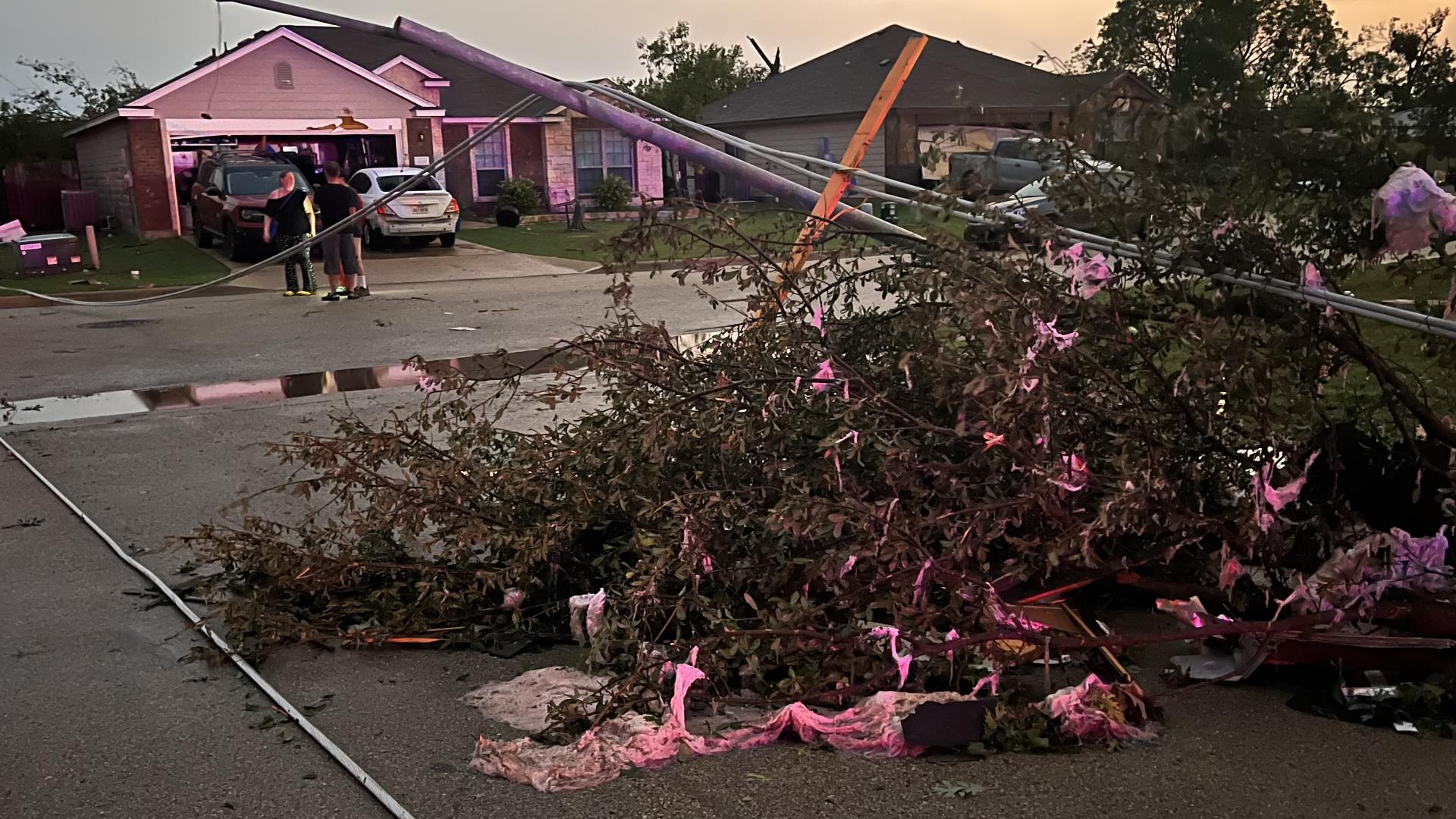 Dozens of homes were damaged or destroyed by storms that moved through West Temple.