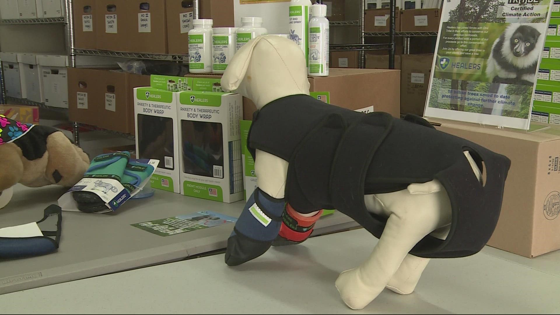 Healers Petcare makes anxiety wraps and paw-protecting booties for dogs, among other products. Its products will soon be sold by the nation's largest retailers.