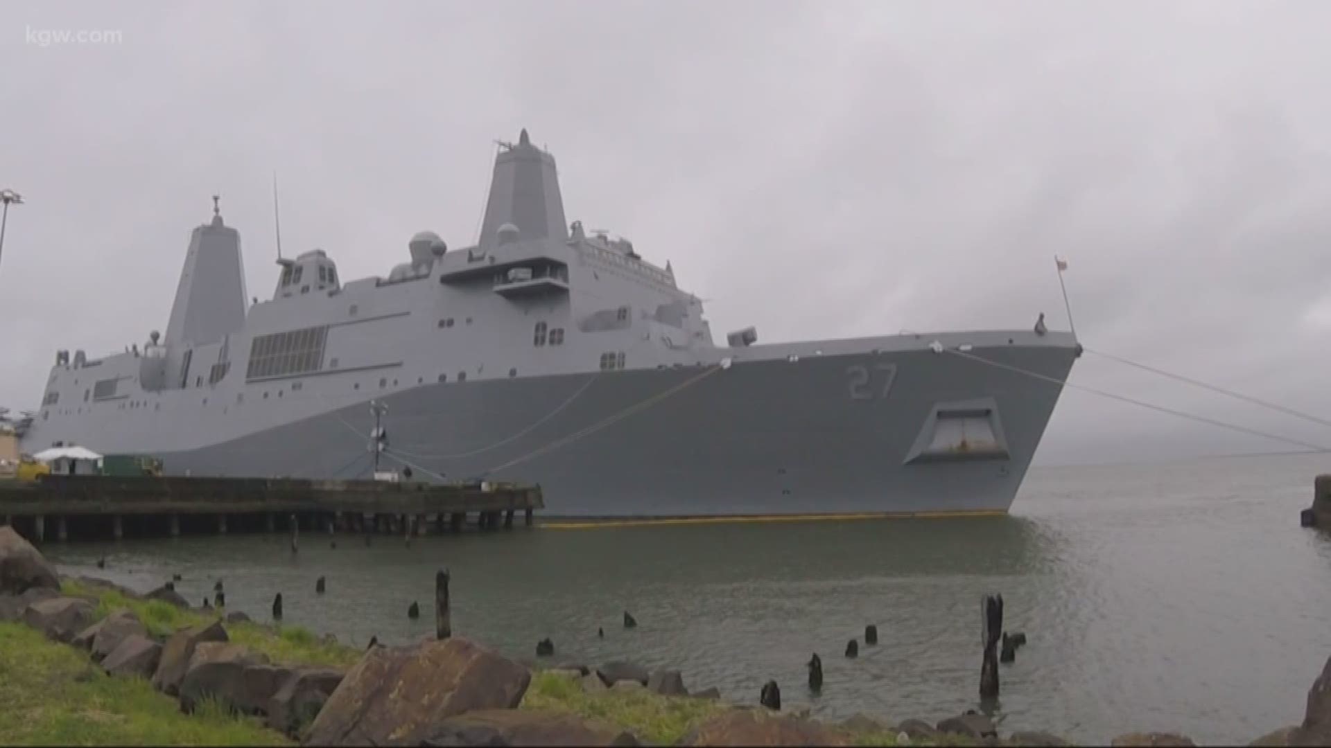 The USS Portland, a new Navy ship that will be commissioned later this month in its namesake city, has entered the Columbia River.