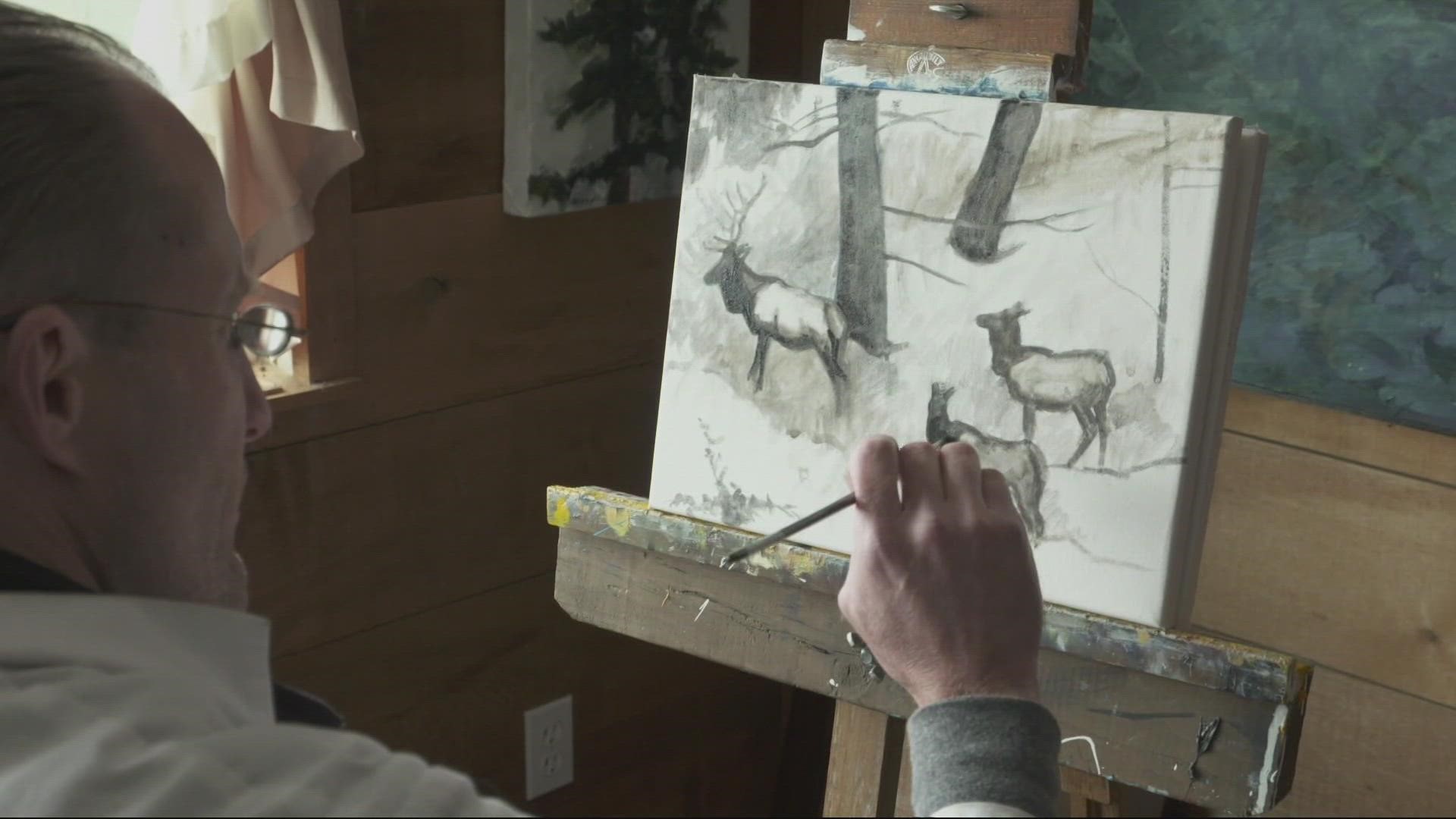 This week on Grant's Getaways, an artist’s gallery captures the majesty of elk amid the snow in Baker County.