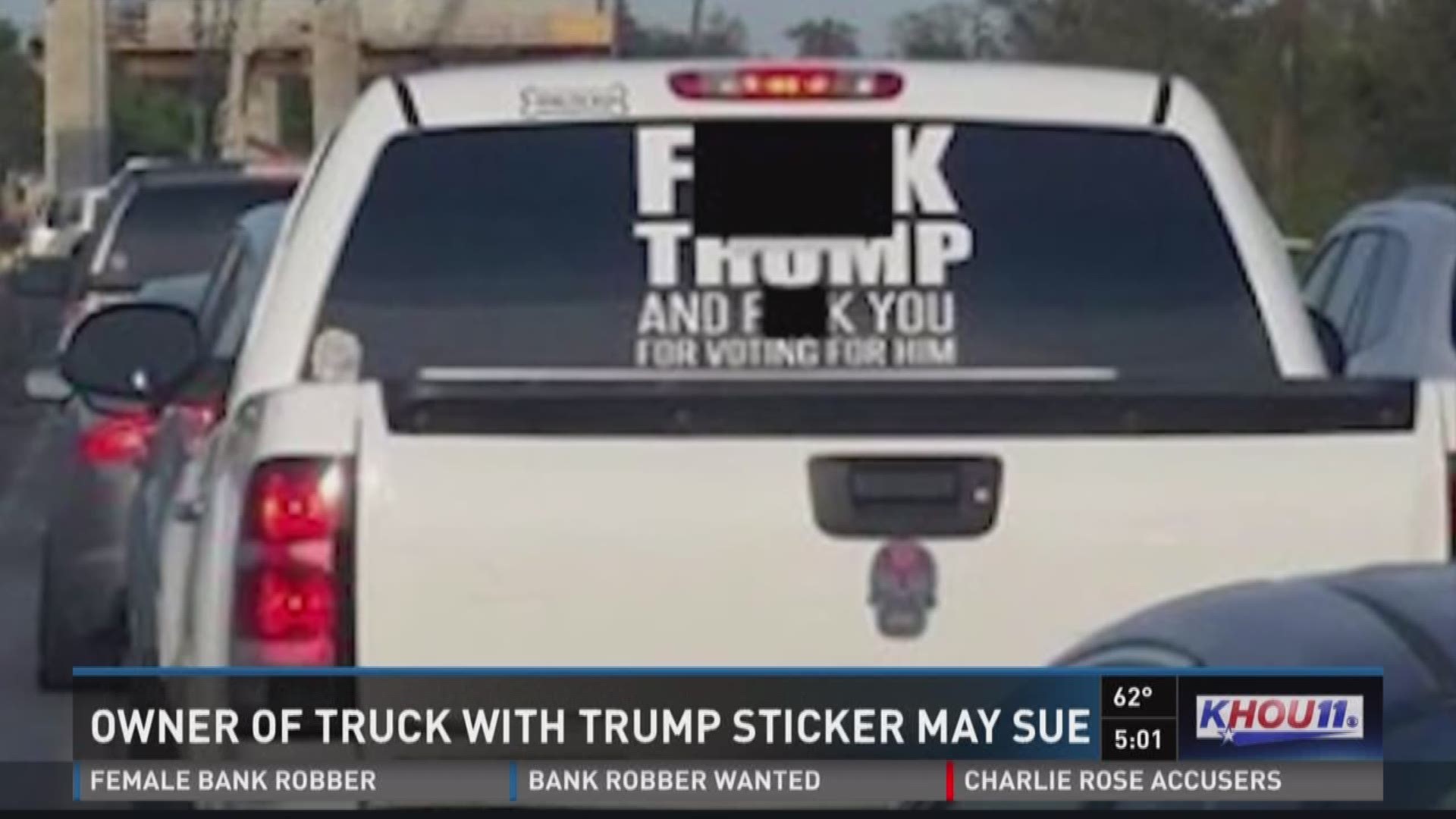 The owner of the truck with the controversial "F__k Trump" sticker said she's considering a civil rights lawsuit against Fort Bend County Sheriff Troy Nehls. Karen Fonseca and her family are making it clear they aren't backing down.