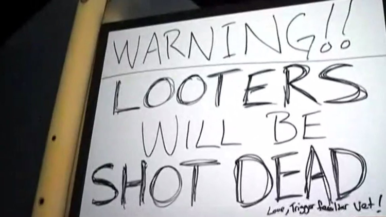 Atascocita homeowner sign: 'Looters will be shot dead'