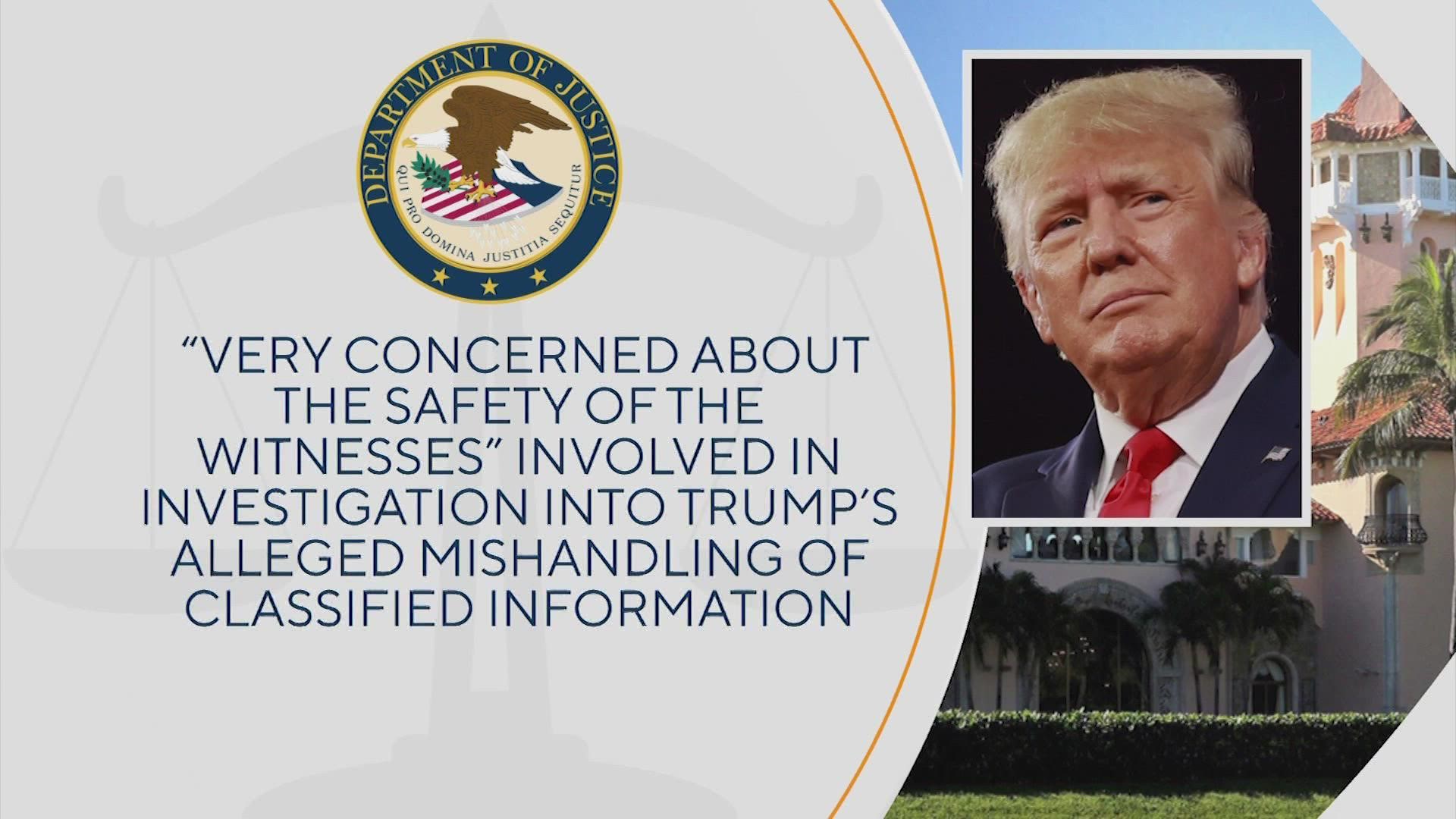 Much of the 38-page document is blacked out, the DOJ said, to protect the identity and safety of witnesses involved in the investigation of Trump.