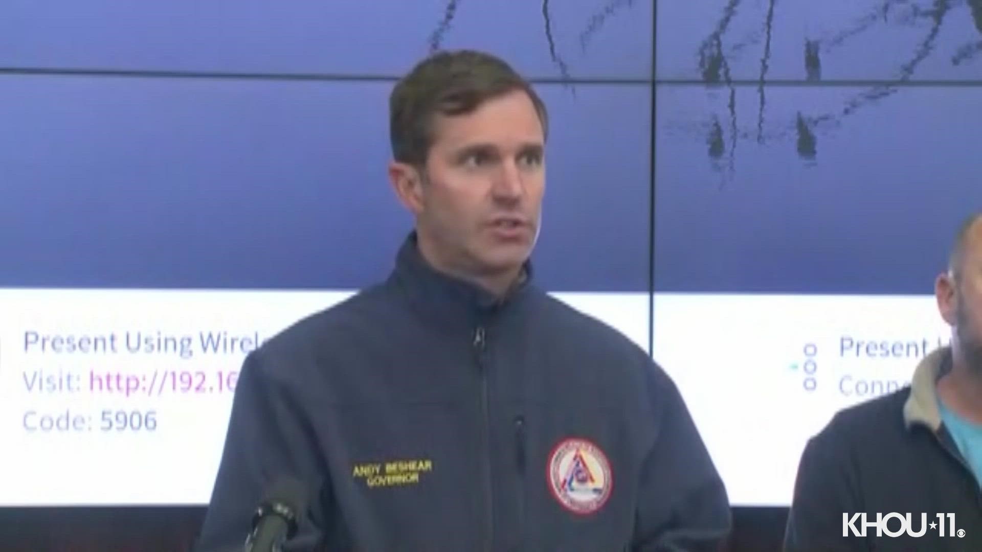 Gov. Beshear says he believes 70 or more people are dead in the storms.