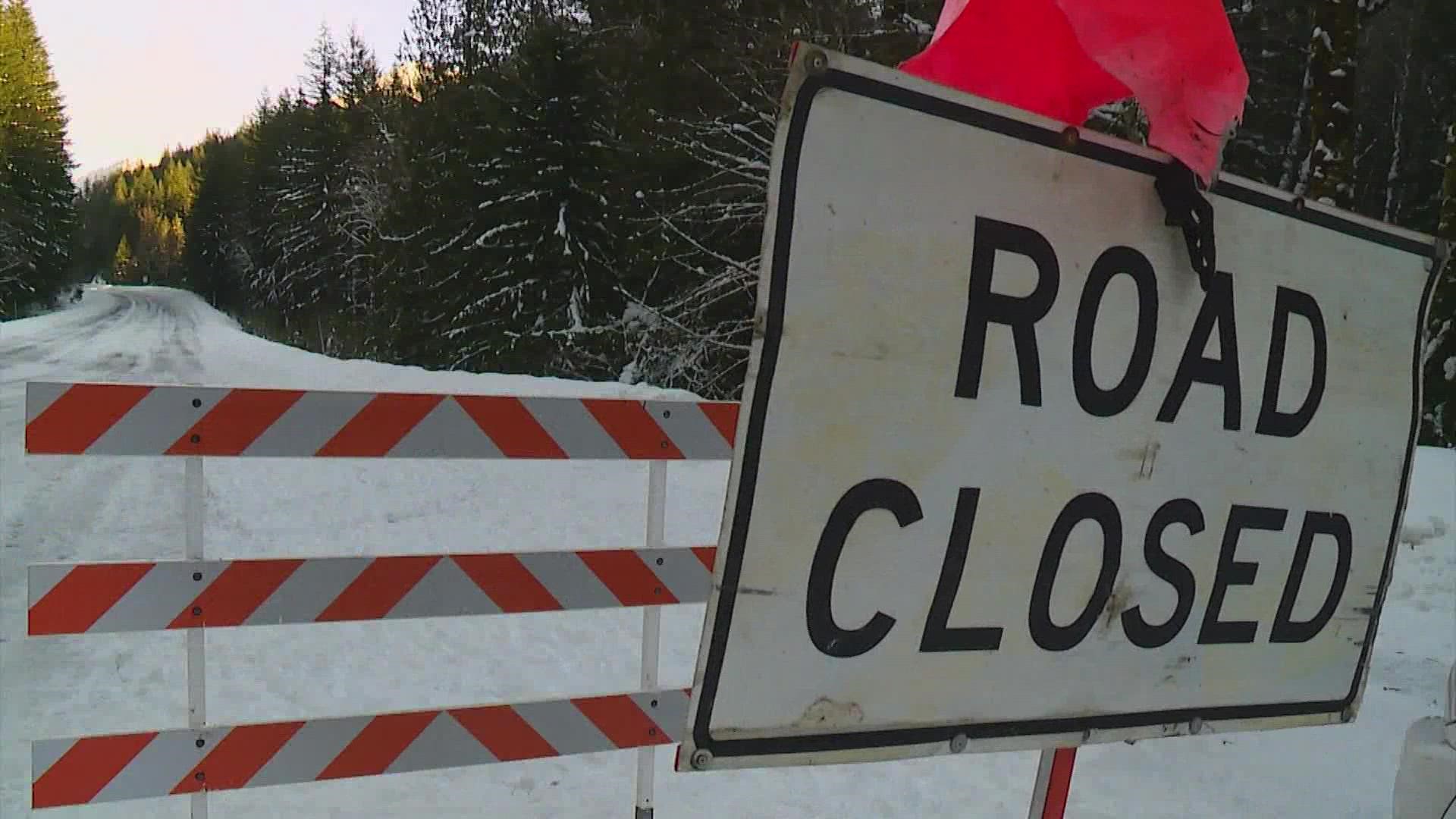 Stevens and White passes remained closed Tuesday morning after closing last week due to heavy snowfall and dangerous conditions.