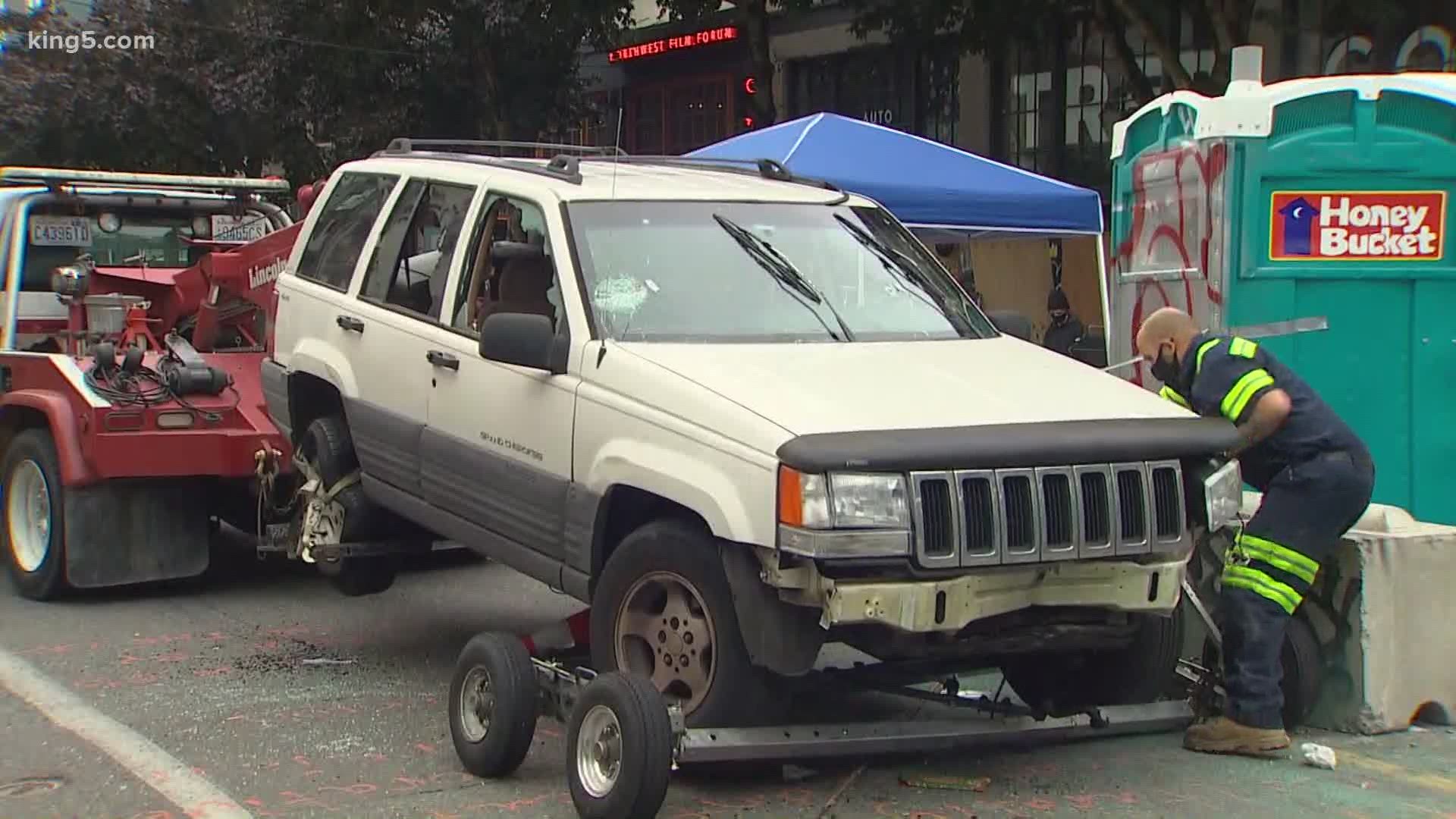 Seattle police entered the CHOP zone on Monday morning to collect evidence in a deadly shooting.