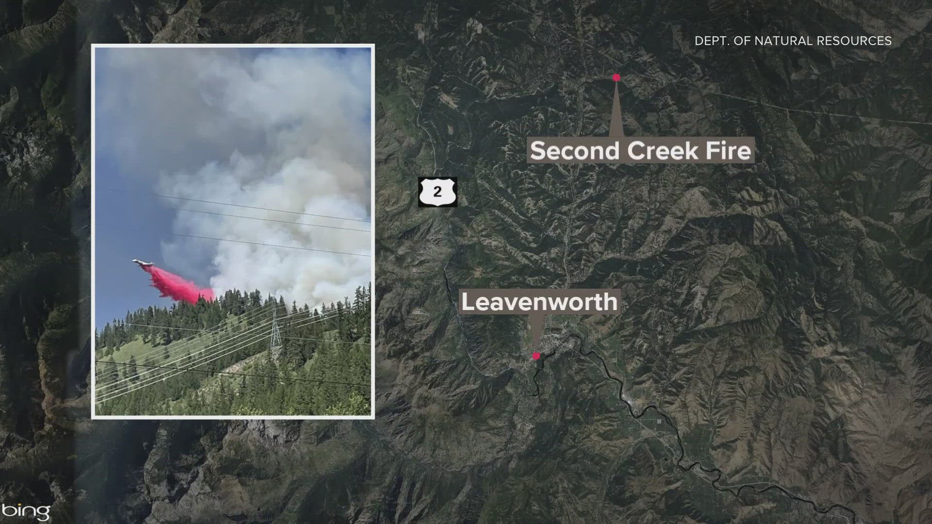 Firefighters are working to contain a wildfire that burned an estimated 153 acres about eight miles north of Leavenworth.