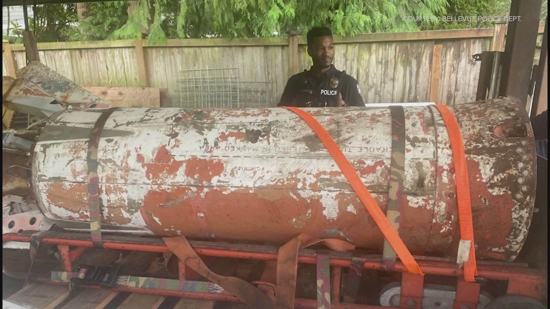 An inert rocket of the type used to carry a nuclear warhead has been found in the garage of a home of a deceased resident in Bellevue, police said.