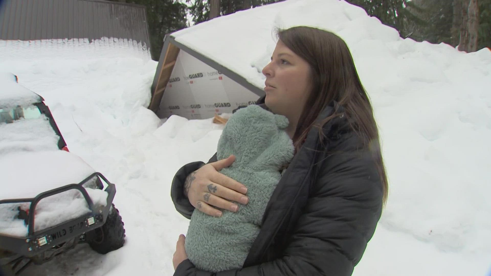 Emily Elkins thought she was safe at home Jan. 8, the day after a weather system brought 4 feet of snow.