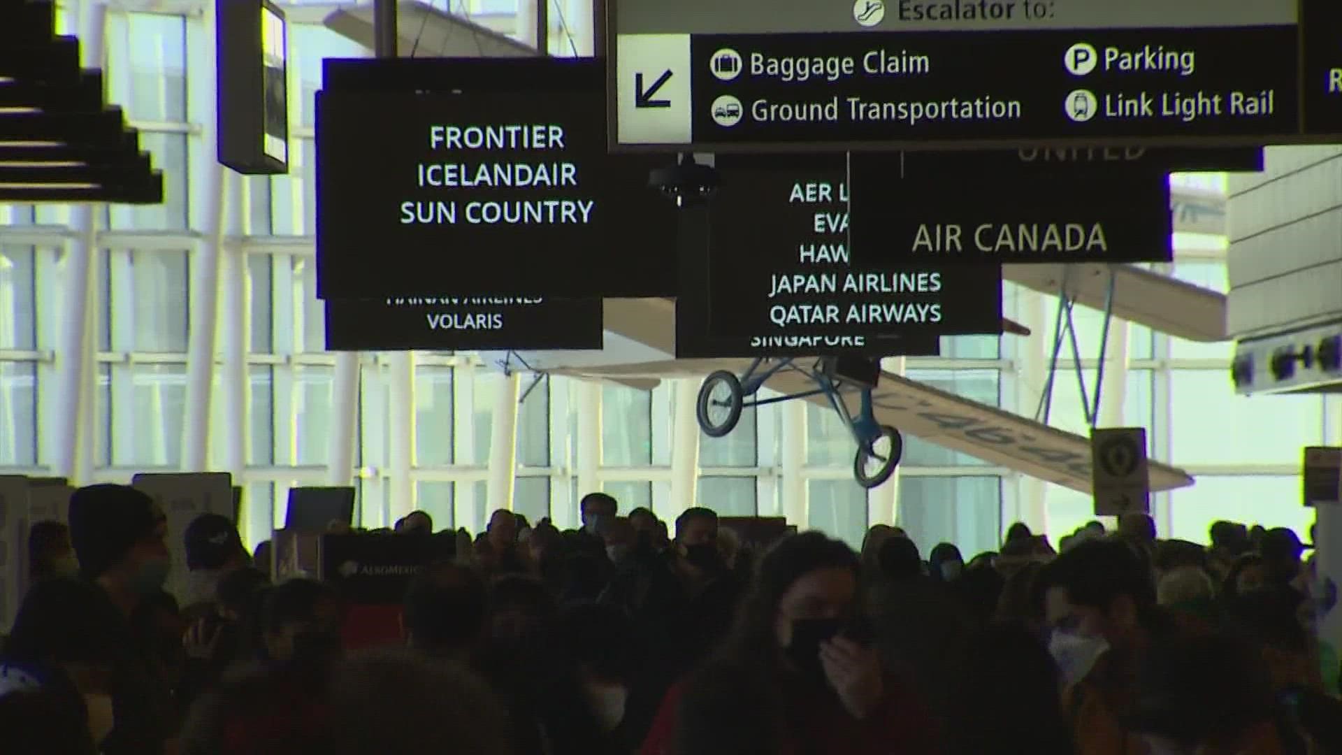 Hundreds of flights have been delayed or canceled out of Sea-Tac Airport since a snowstorm over the weekend.