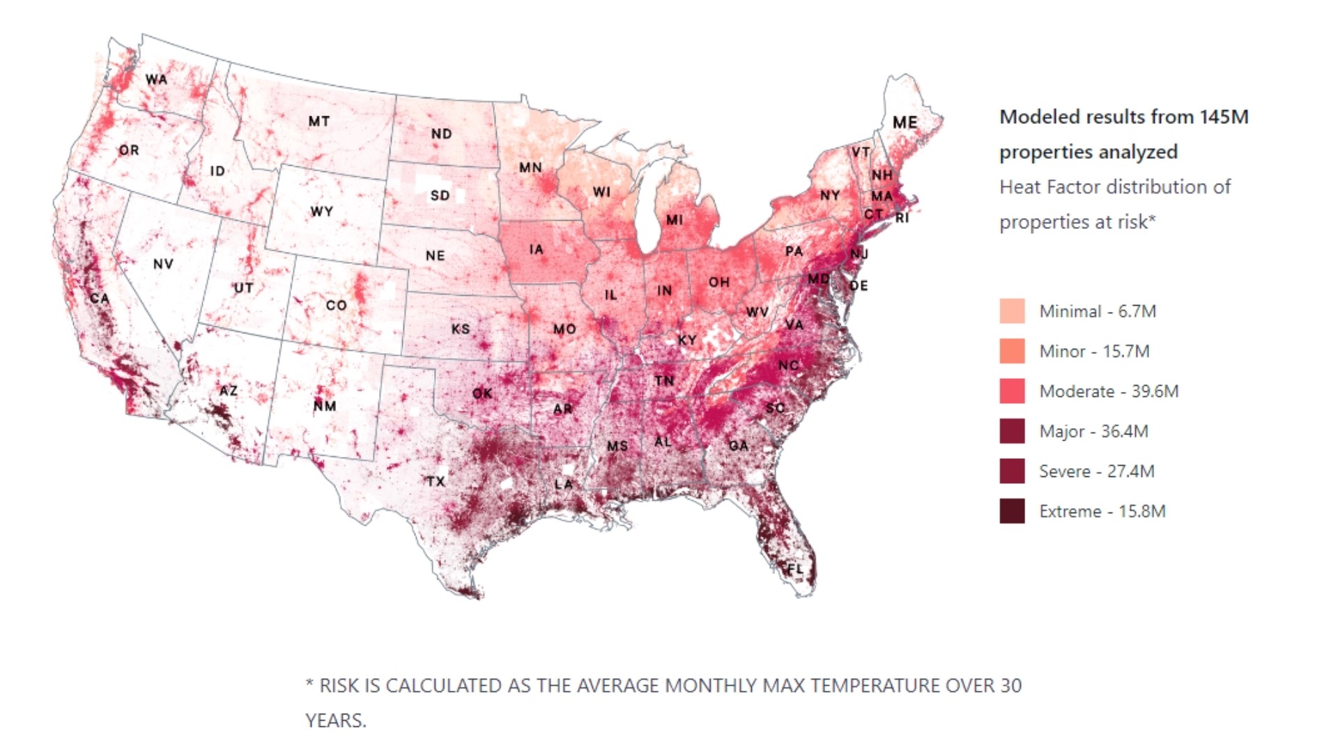 The tool, based on modeling by the nonprofit First Street Foundation, identifies risks for extreme heat, flood and wildfires in different cities and neighborhoods.