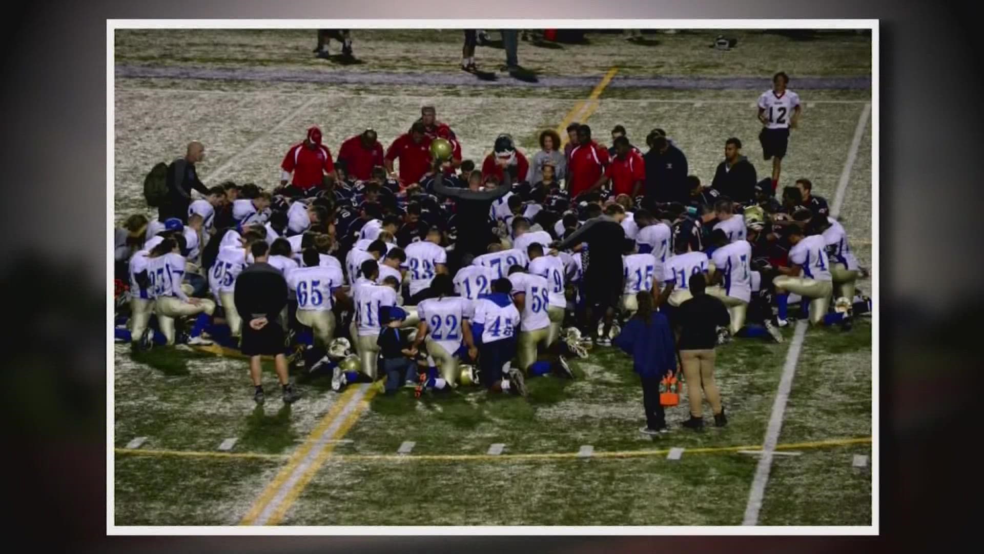 Joe Kennedy says his pre-game prayers before Bremerton High School football games led to his firing.