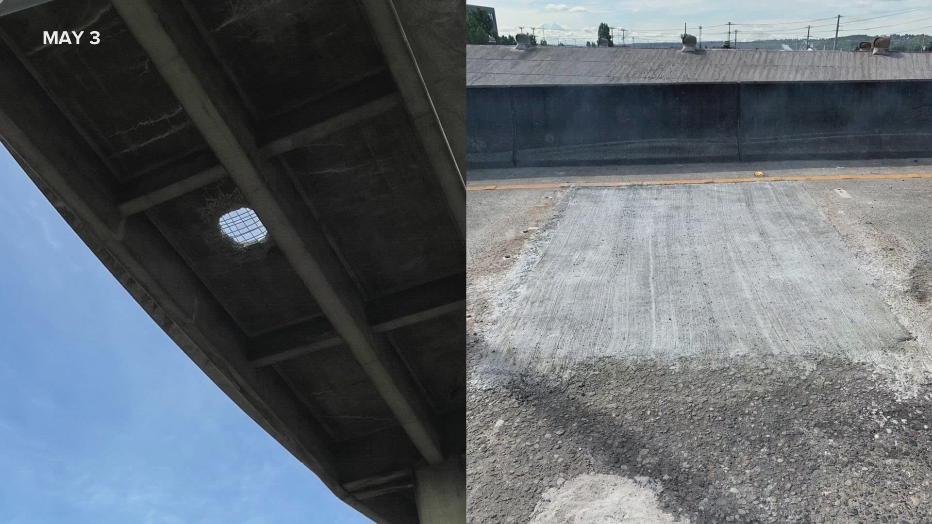The large hole that appeared on the Hwy 99 ramp of the West Seattle Bridge last week has been repaired and the ramp is now reopened.
