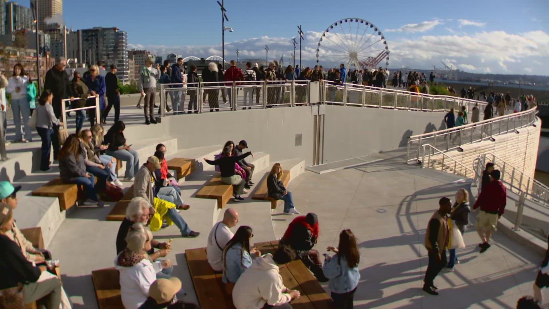 Construction began in 2022 on the multi-level park, which sits on the footprint of the former Alaskan Way Viaduct.