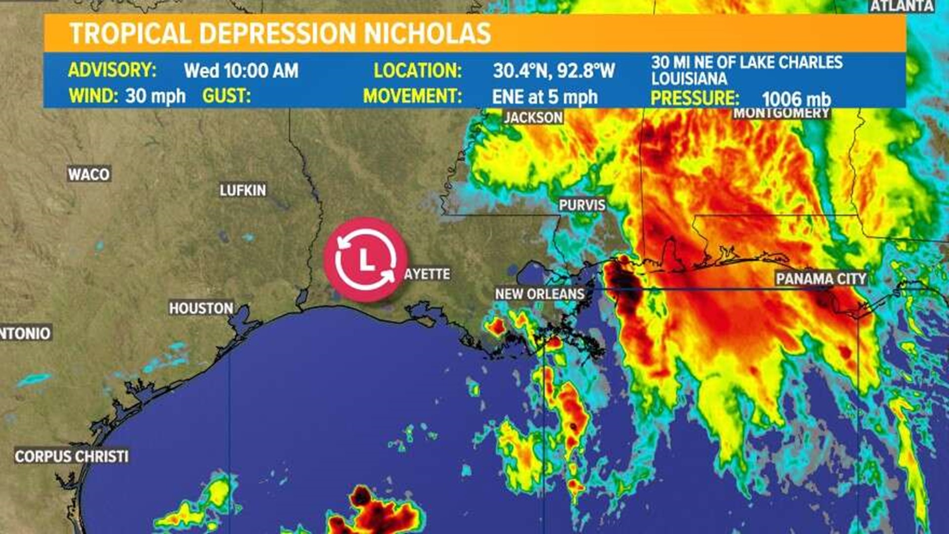 Tropical Depression Nicholas update: Heavy rain in Louisiana | krem.com