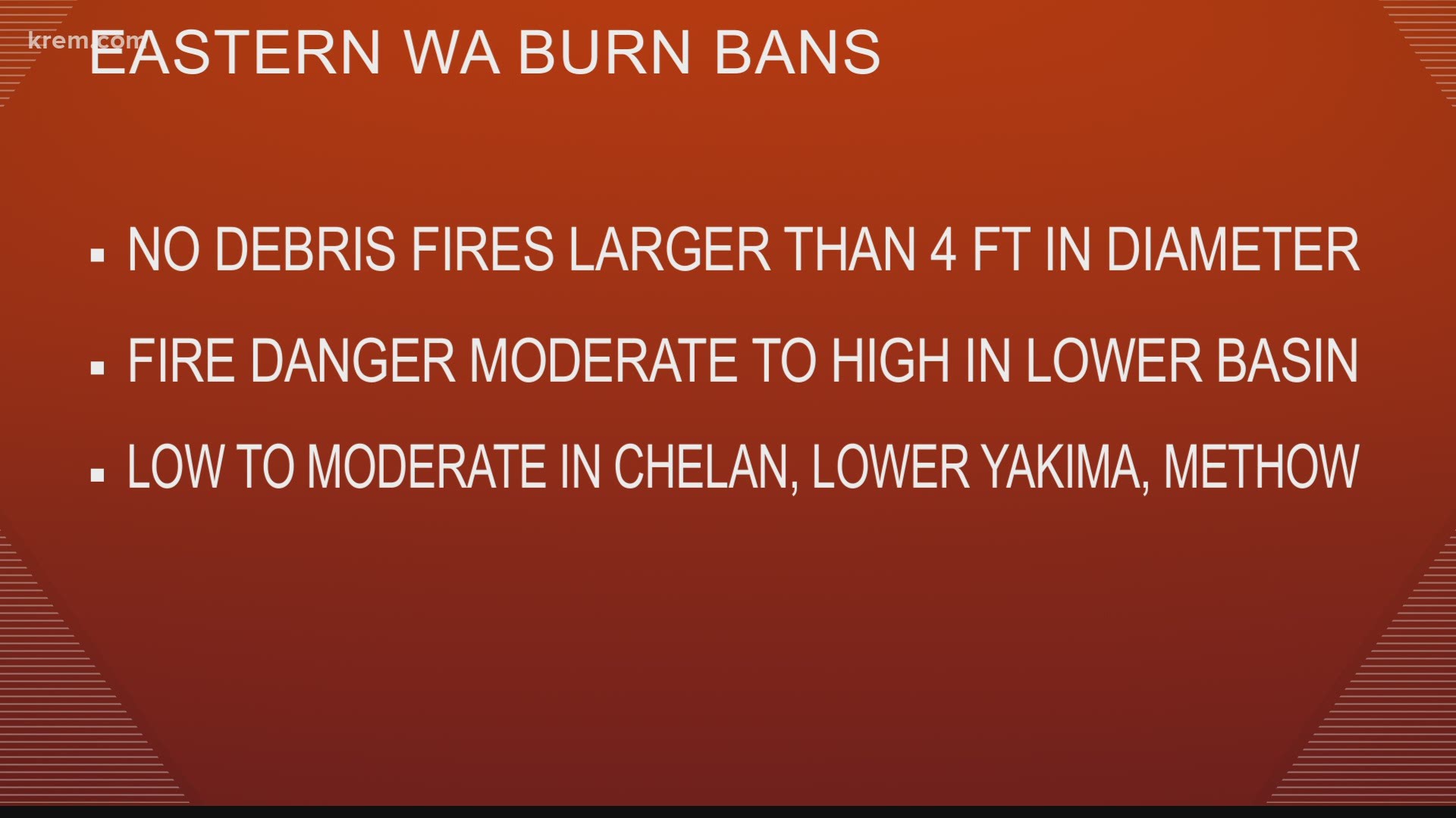 The burn restrictions are due to an increased fire danger.