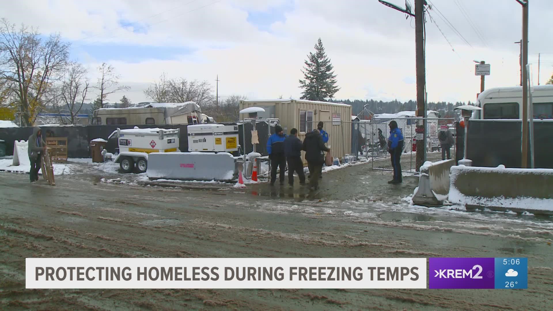 The homeless camp off I-90 is taking efforts to make sure the homeless population stays warm as the winter settles in.