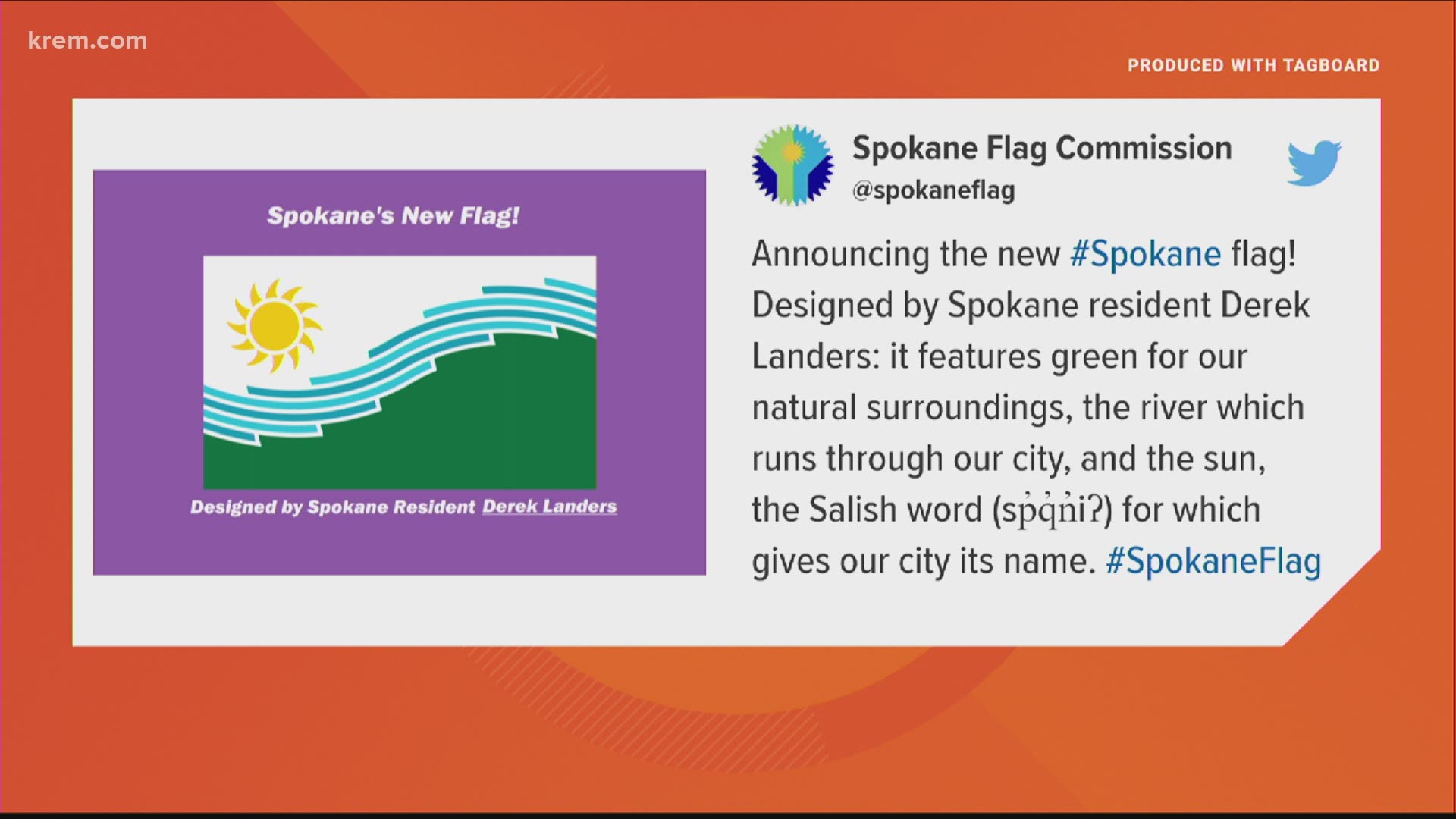 The Spokane City Flag Commission announced the winning flag design.