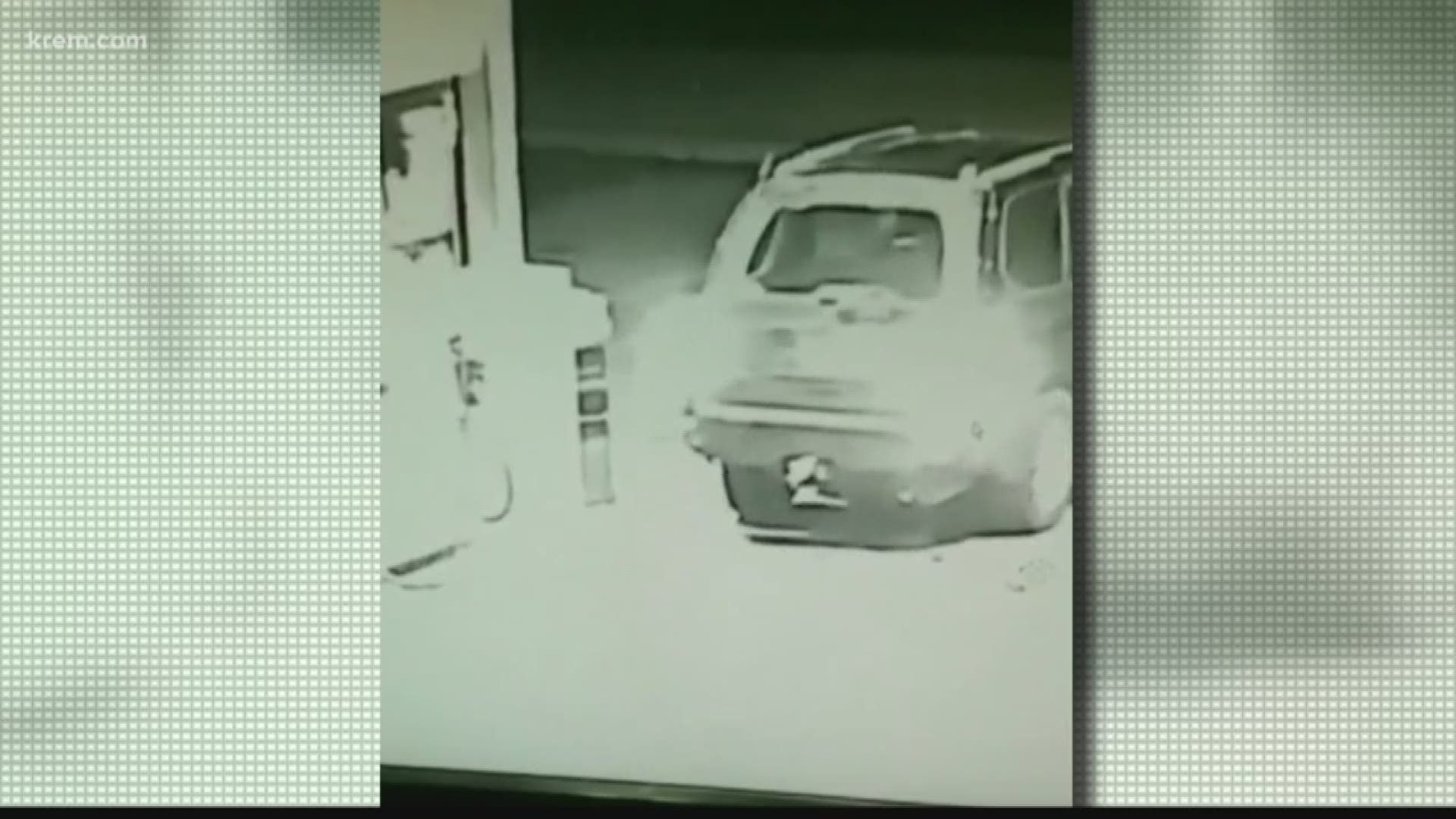 In surveillance video from the Hico on Perry Street in Spokane you can see Alexandra Pearson begin to pull away from the gas pump. As she did the window of her 2007 GMC Envoy shatters.