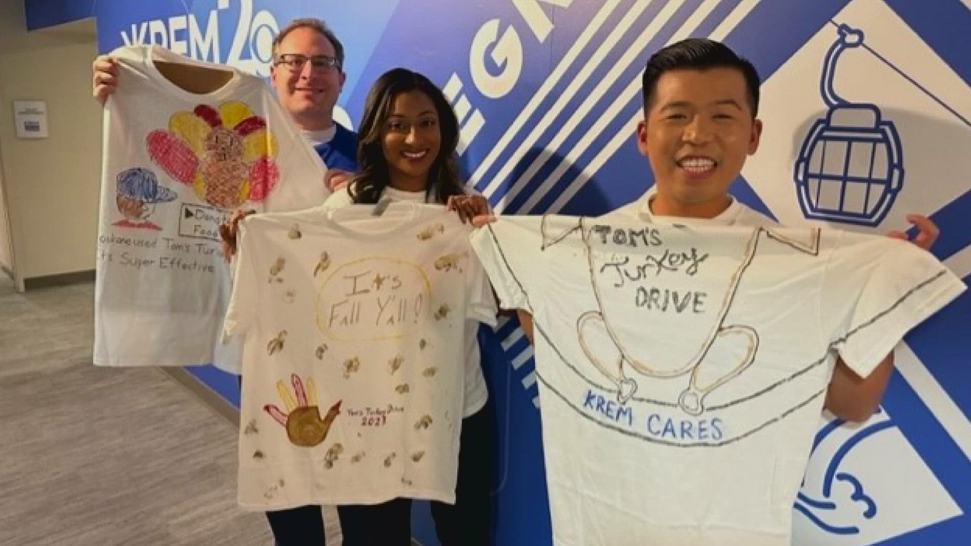 Tim, Channing and Thomas headed to the KREM's conference room to create some t-shirt designs of their own.