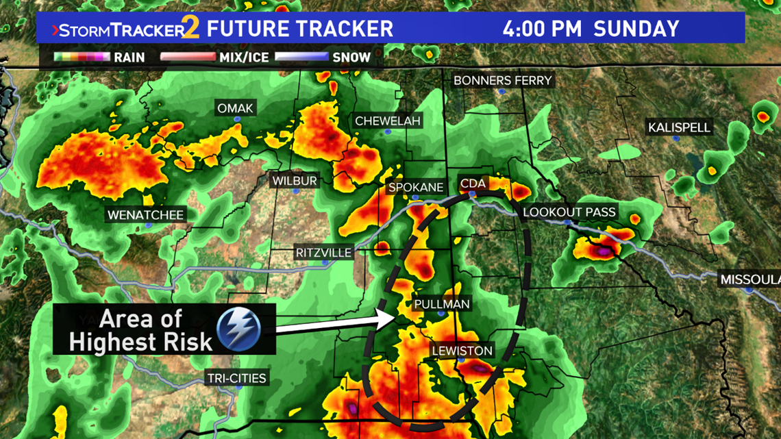 Strong thunderstorms Sunday afternoon in Spokane, CDA, Palouse ...