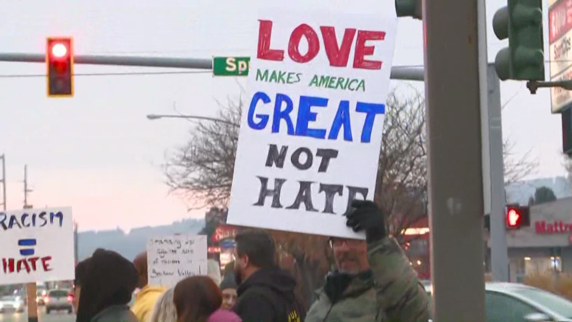 The protest was in response to what organizers say are three racist incidents in the past three months.