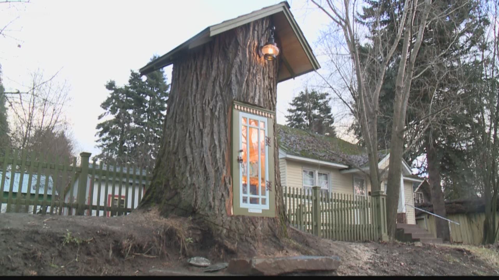 The artist, Sharalee Armitage Howard, created a “little free library” inside a more than 100-year-old cottonwood tree stump outside her home near midtown Coeur d’Alene. A Facebook post about the project from Howard has since been shared close to 30,000 times.