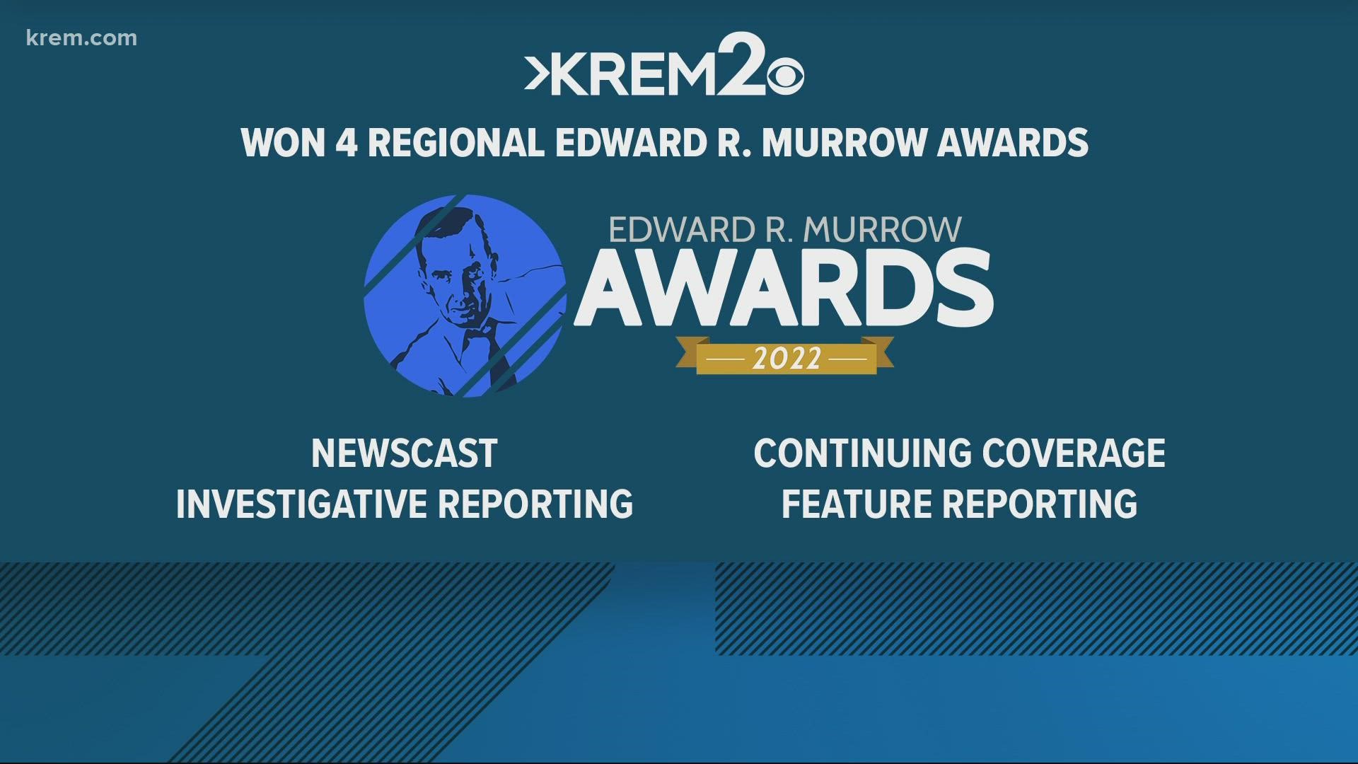 KREM took home awards for continuing coverage, as well as feature and investigative reporting.