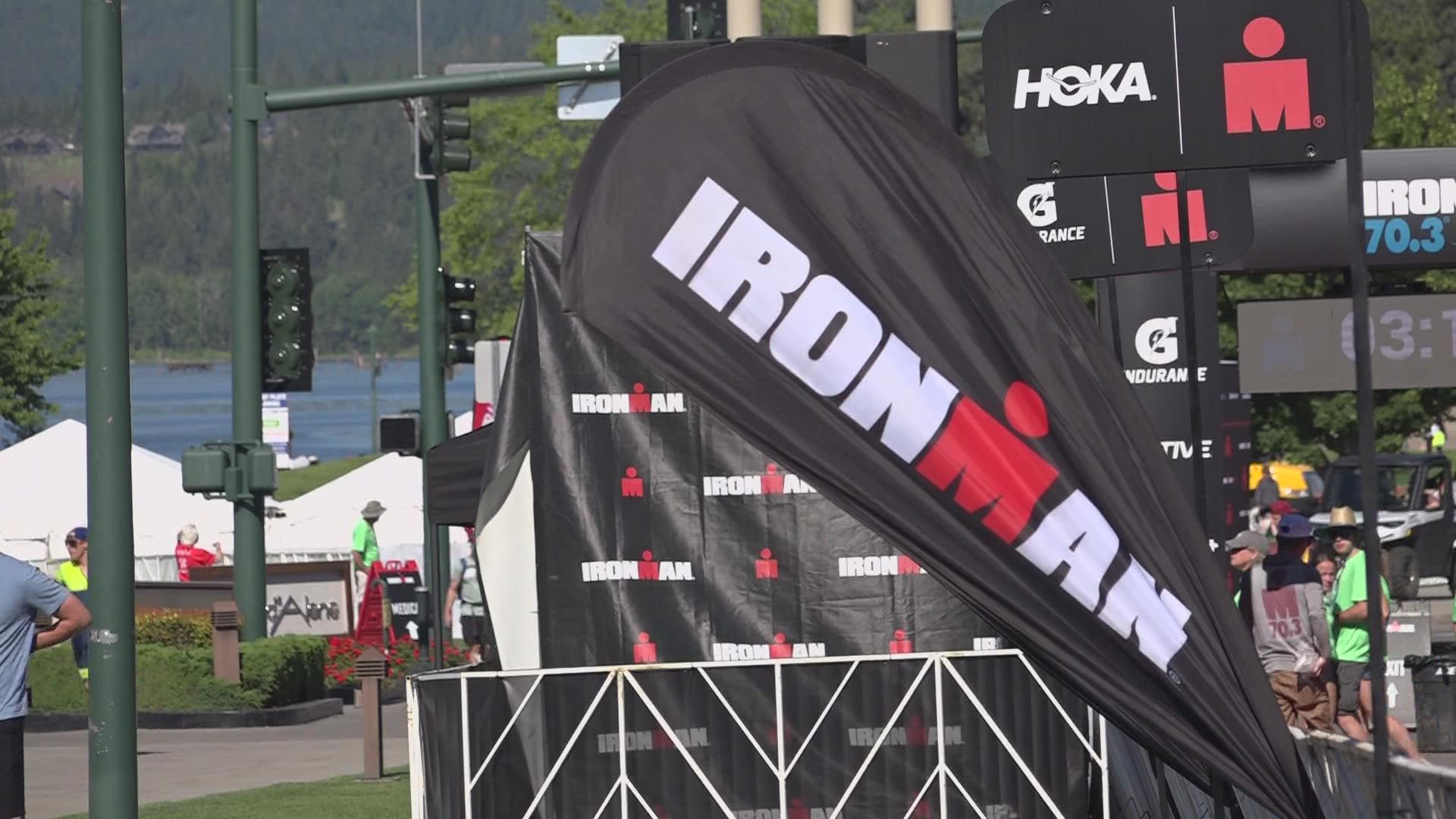 After four hours of swimming, biking and running a total of 70.3 miles, the first Coeur d’Alene Ironman 2022 participant crossed the finish line.