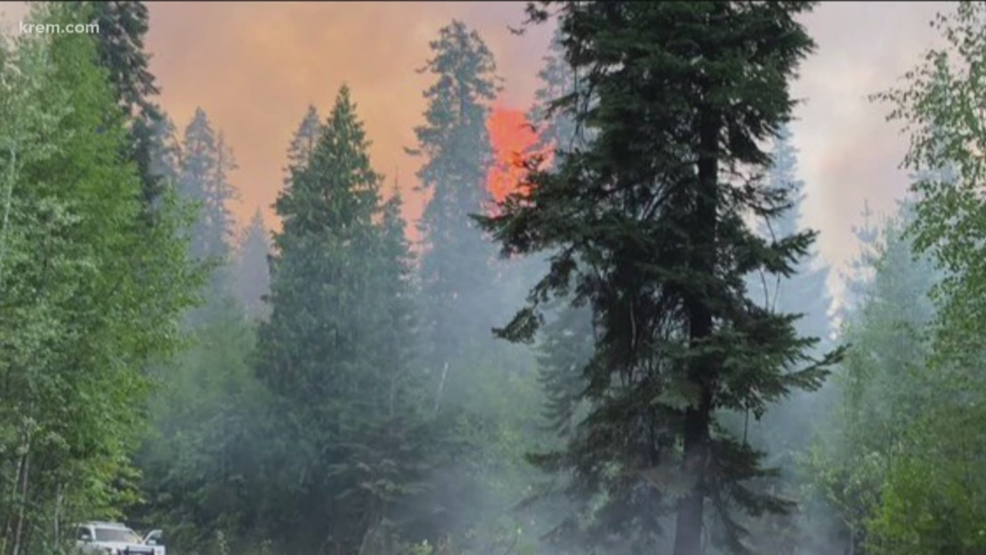 Alpine Fire burning 11 miles north of Sandpoint (8-6-18)