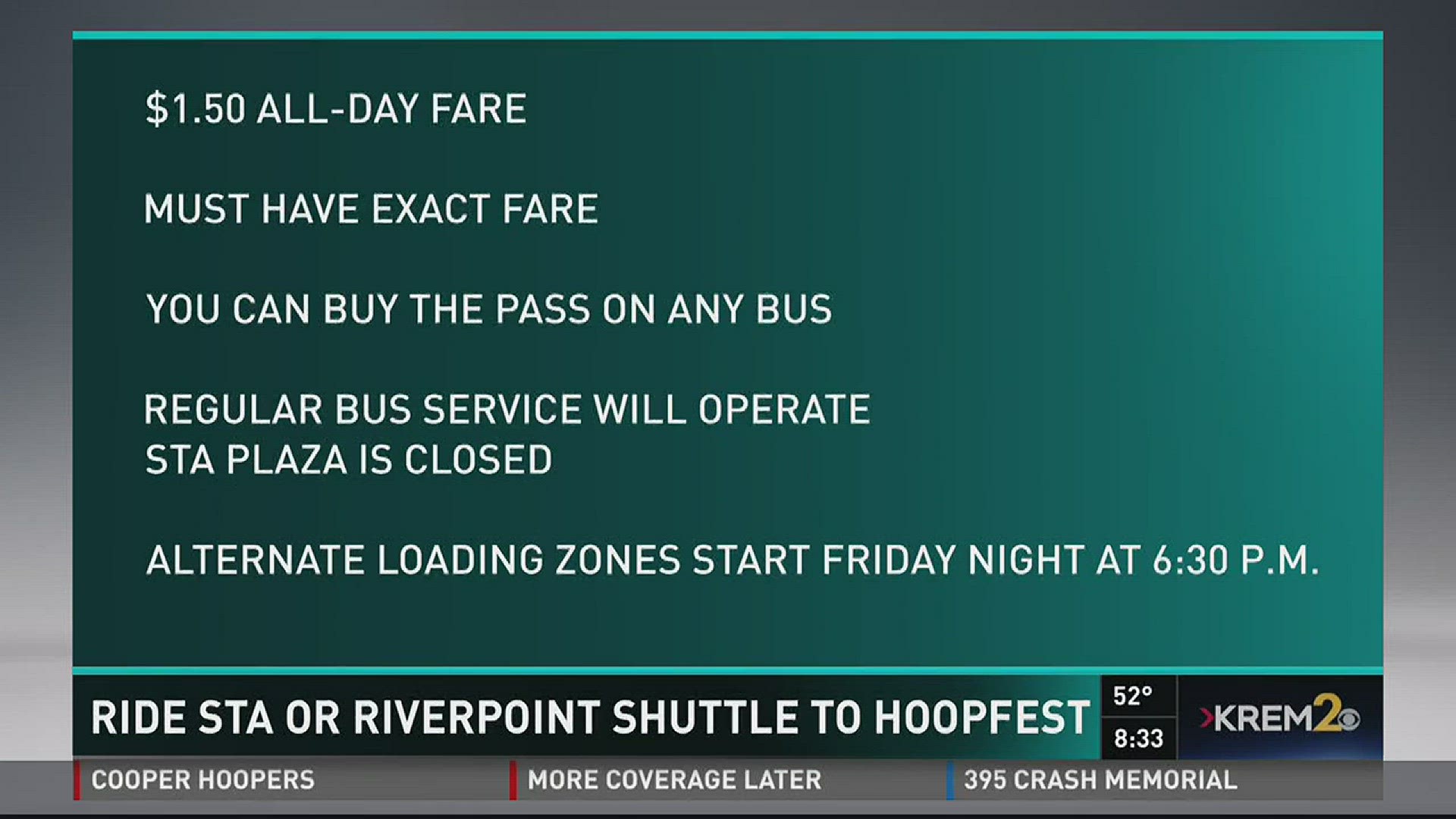 Spokane Transit only costs a $1.50 -- that's an all-day fare.