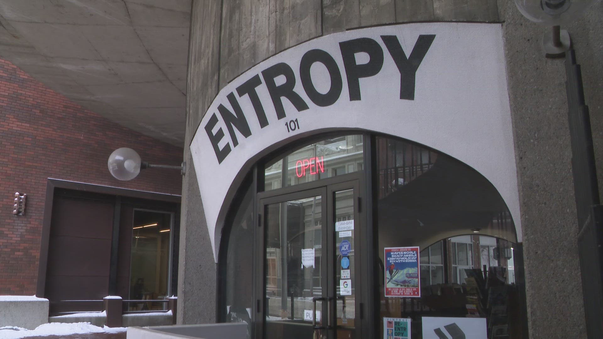 The record and music store was hit Thursday morning before dawn. Police told owners the windows were hammered with rocks.