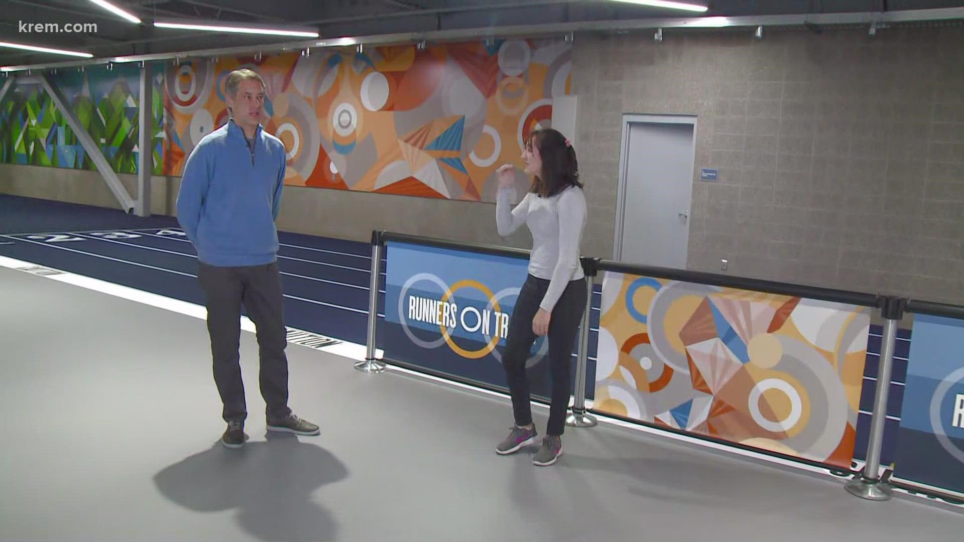 KREM 2's Nicole Hernandez speaks with the Podium's Paul Christiansen on the facility's indoor track.