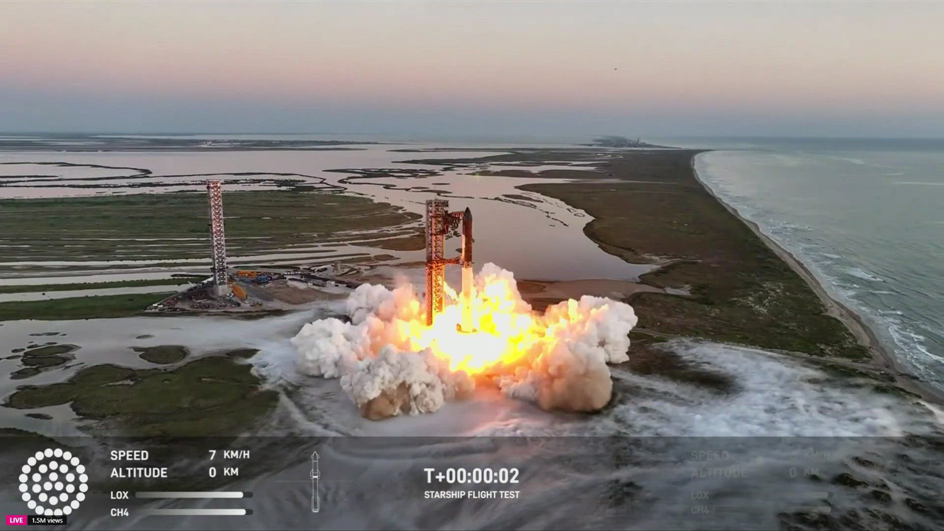 The mission included a first-time attempt to maneuver the 232-foot tall rocket booster to a landing structure after breaking away from the starship.