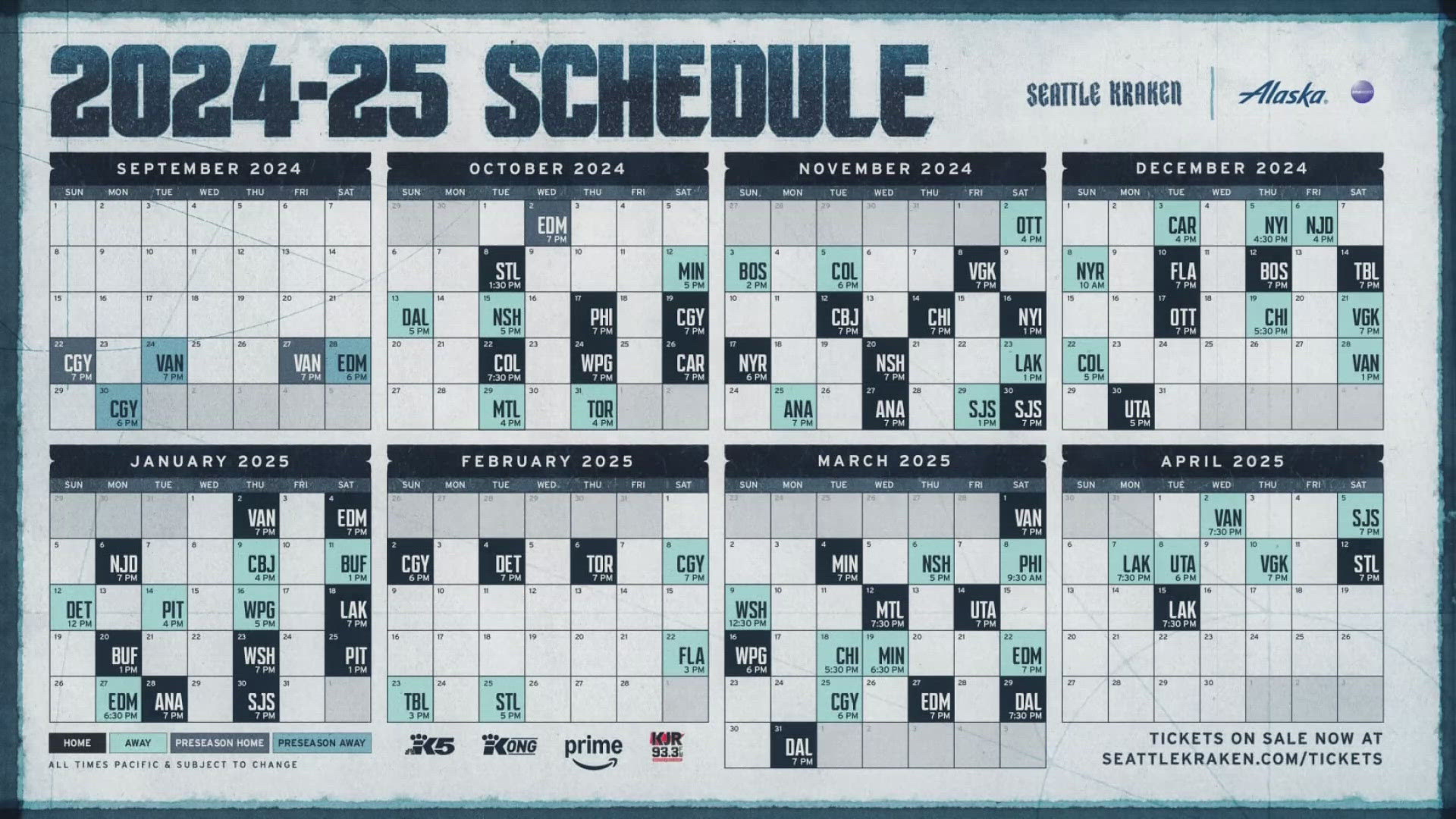 Take a look at the 202425 Seattle Kraken schedule