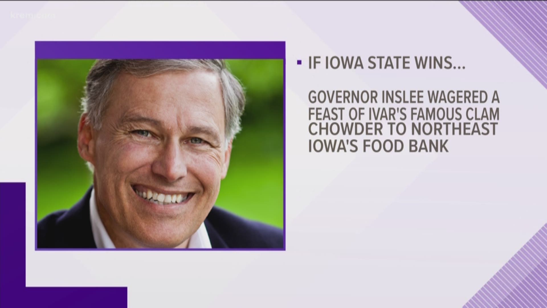 WA Governor Jay Inslee makes a bet with Iowa's governor on who will win the Alamo Bowl.