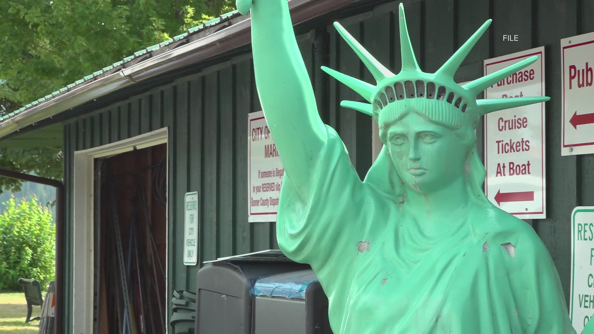 The statue has returned to Sandpoint's City Beach after it was taken off display in August due to damage.