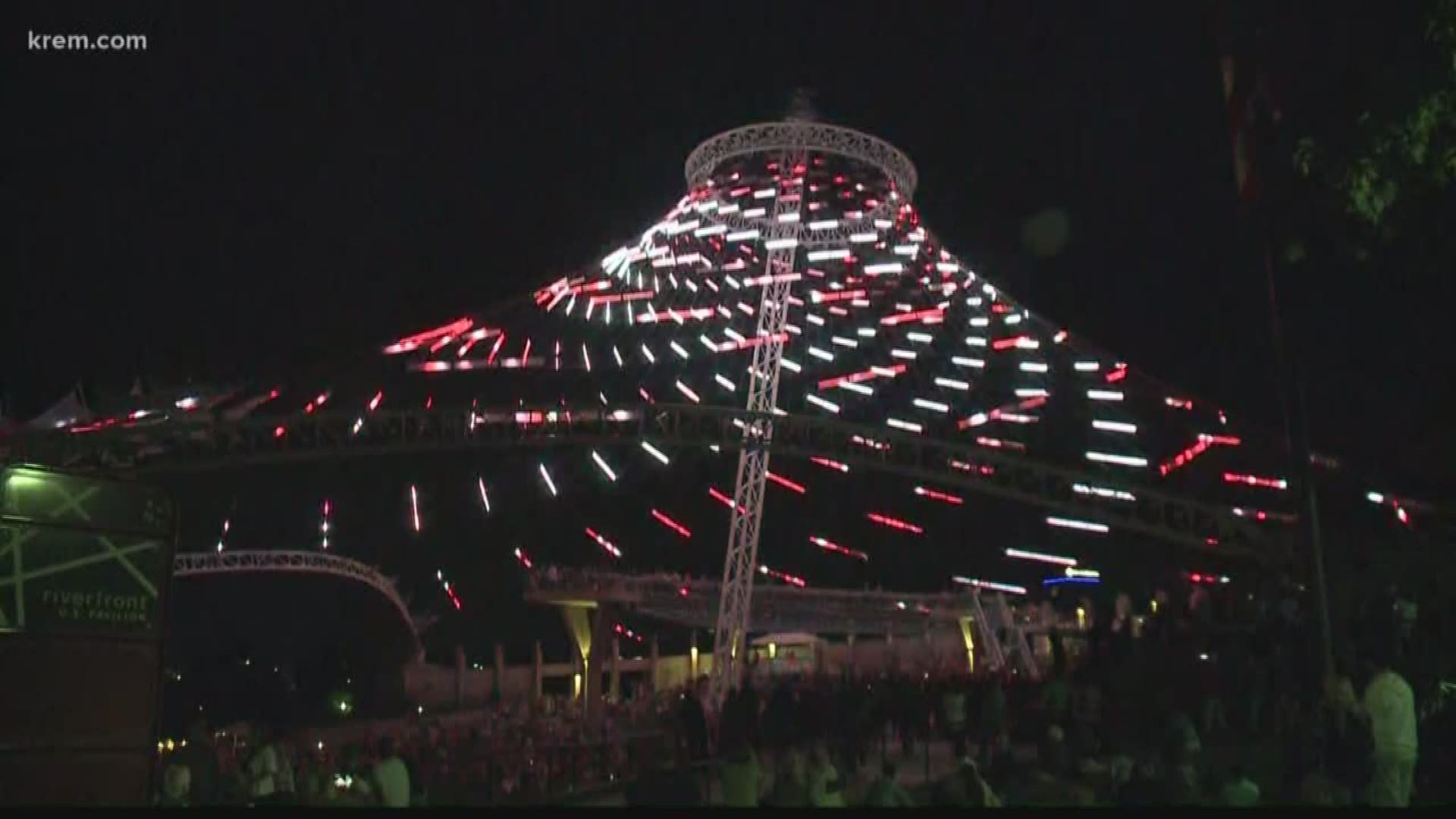 The light display on Saturday night capped off a two-day grand reopening ceremony.