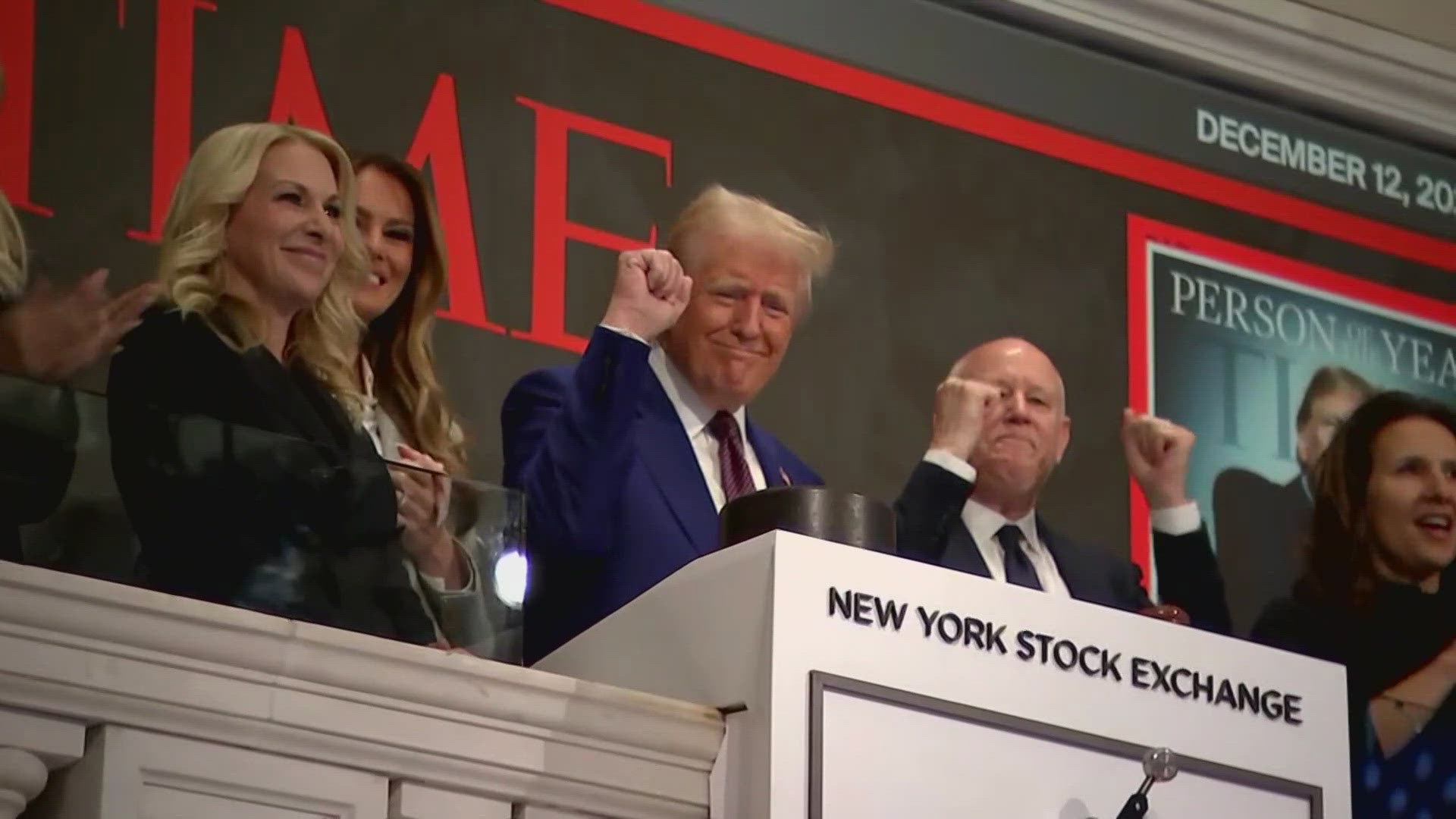 President-elect Donald Trump spoke about the honor and his plans for his second term during remarks after ringing the New York Stock Exchange bell on Wall Street.