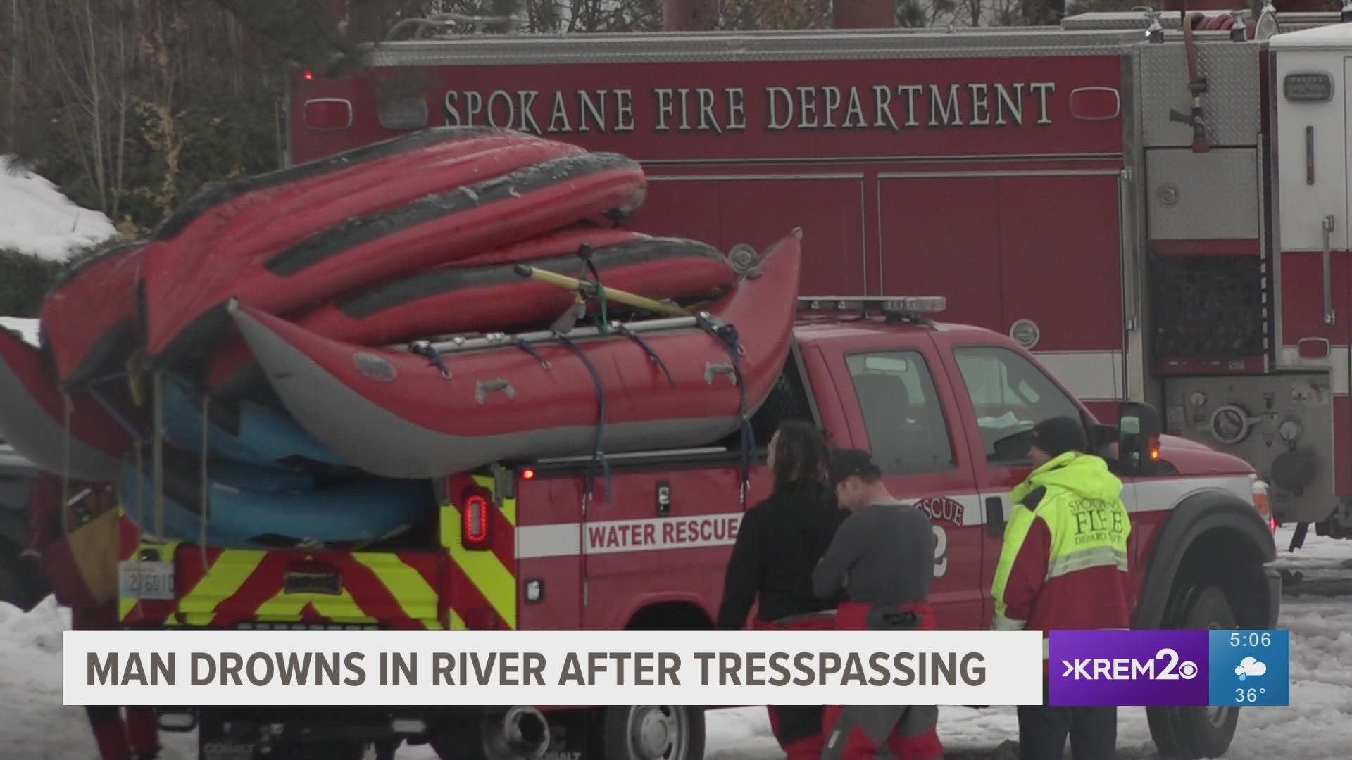 According to officials, an adult male was walking on the river bank when he trespassed onto the training facility and fell into the river.