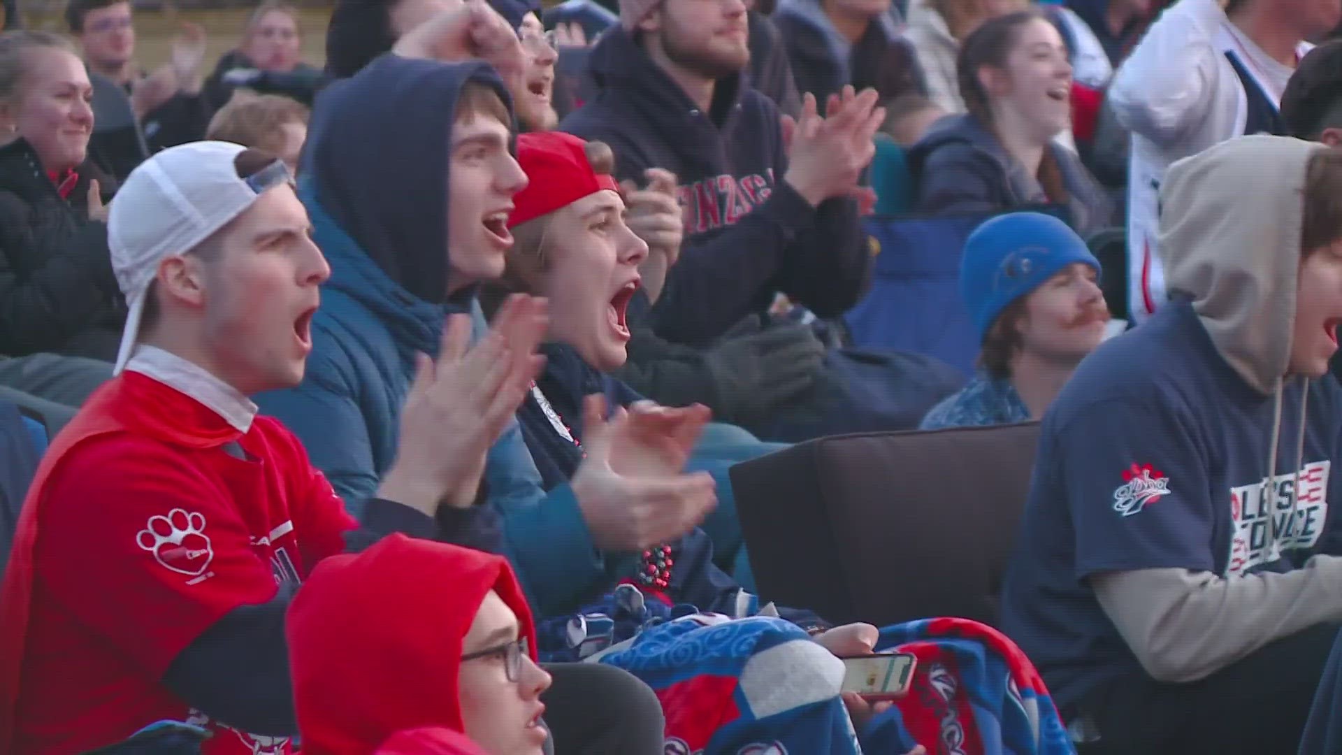 GU students filled the quad to cheer on the Zags in their eighth straight Sweet 16 appearance.